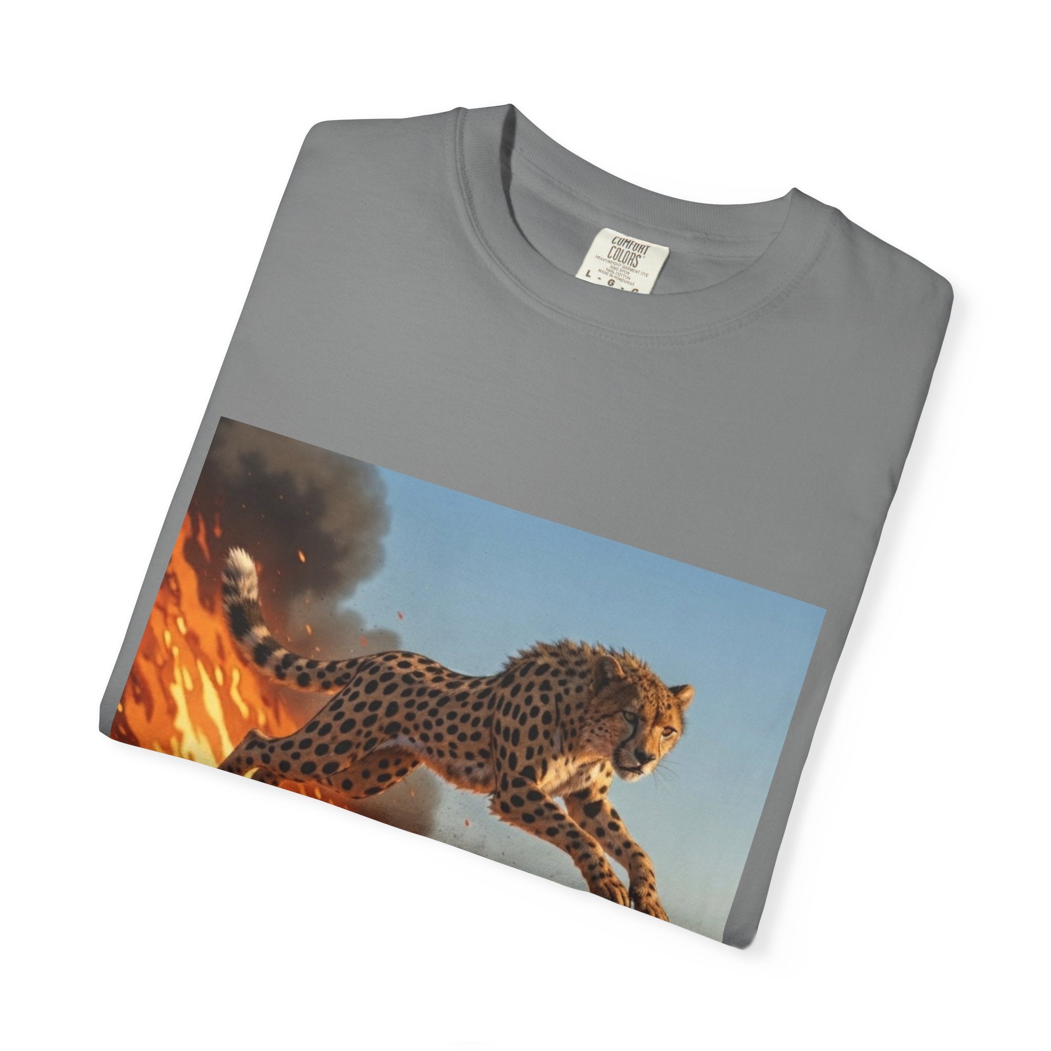 T-Shirt — 'Hot Speed' Cheetah Graphic Tee (Retro Action Animal Design)