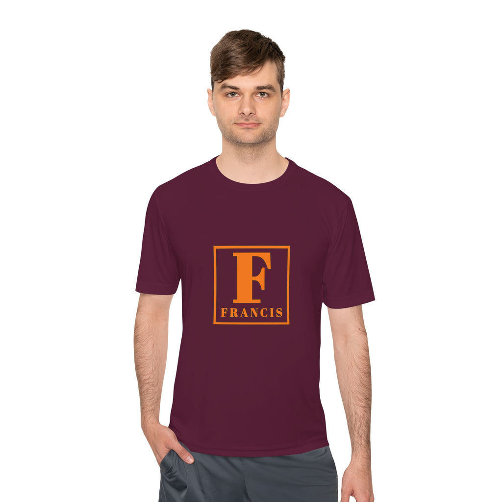 Francis Initial Tee — Orange Block Monogram Moisture-Wicking Shirt