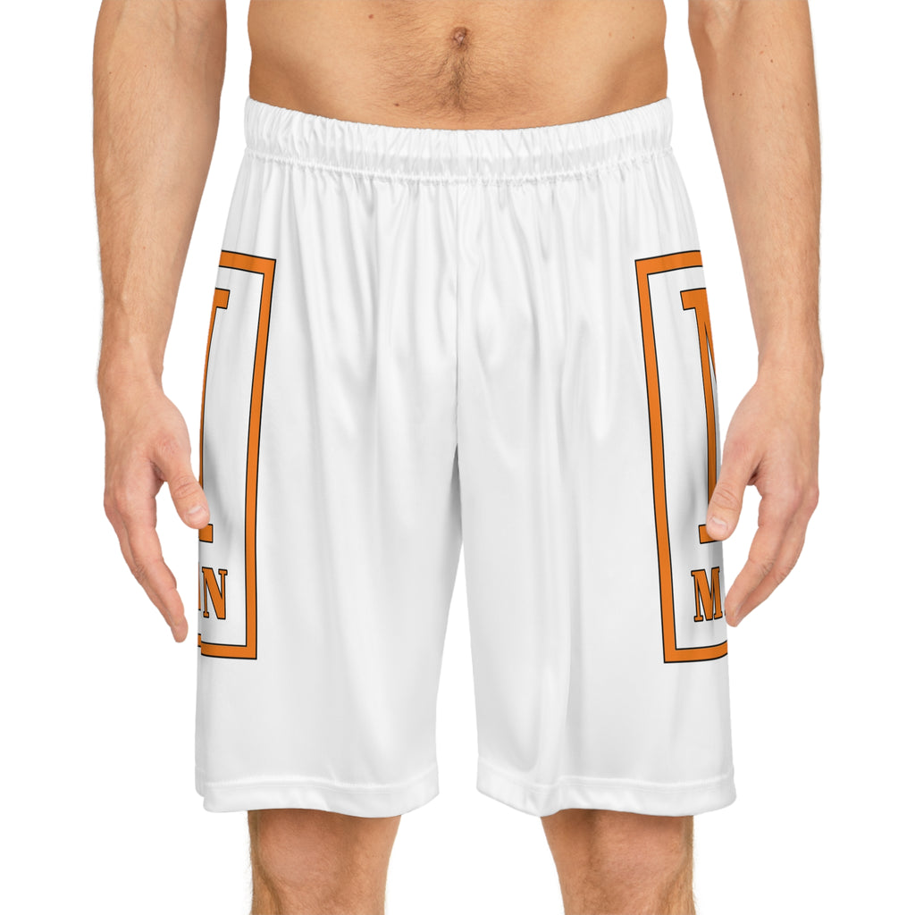 Basketball Shorts - Orange "M Martin" All-Over Print Athletic Shorts