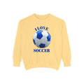 I Love Soccer Sweatshirt — Blue Soccer Ball Crewneck
