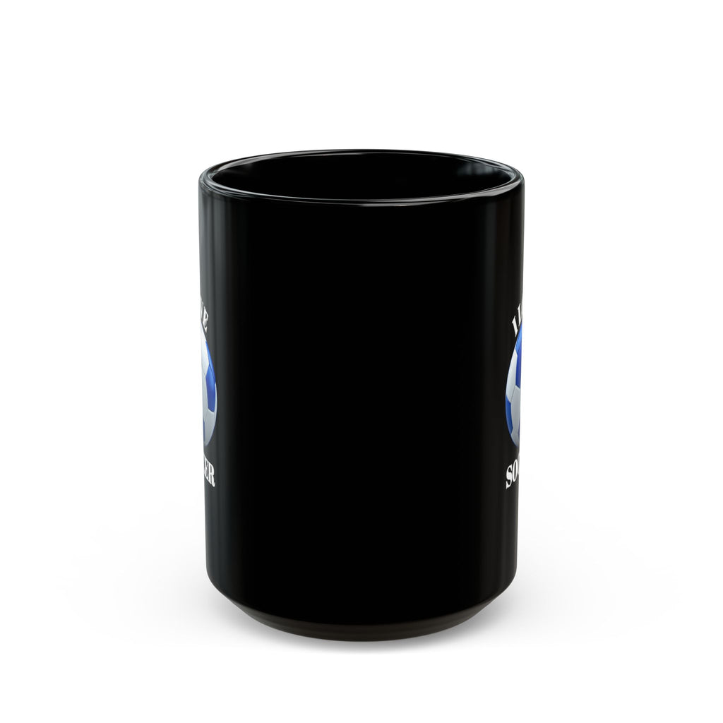 I Love Soccer Black Ceramic Mug — 11oz & 15oz