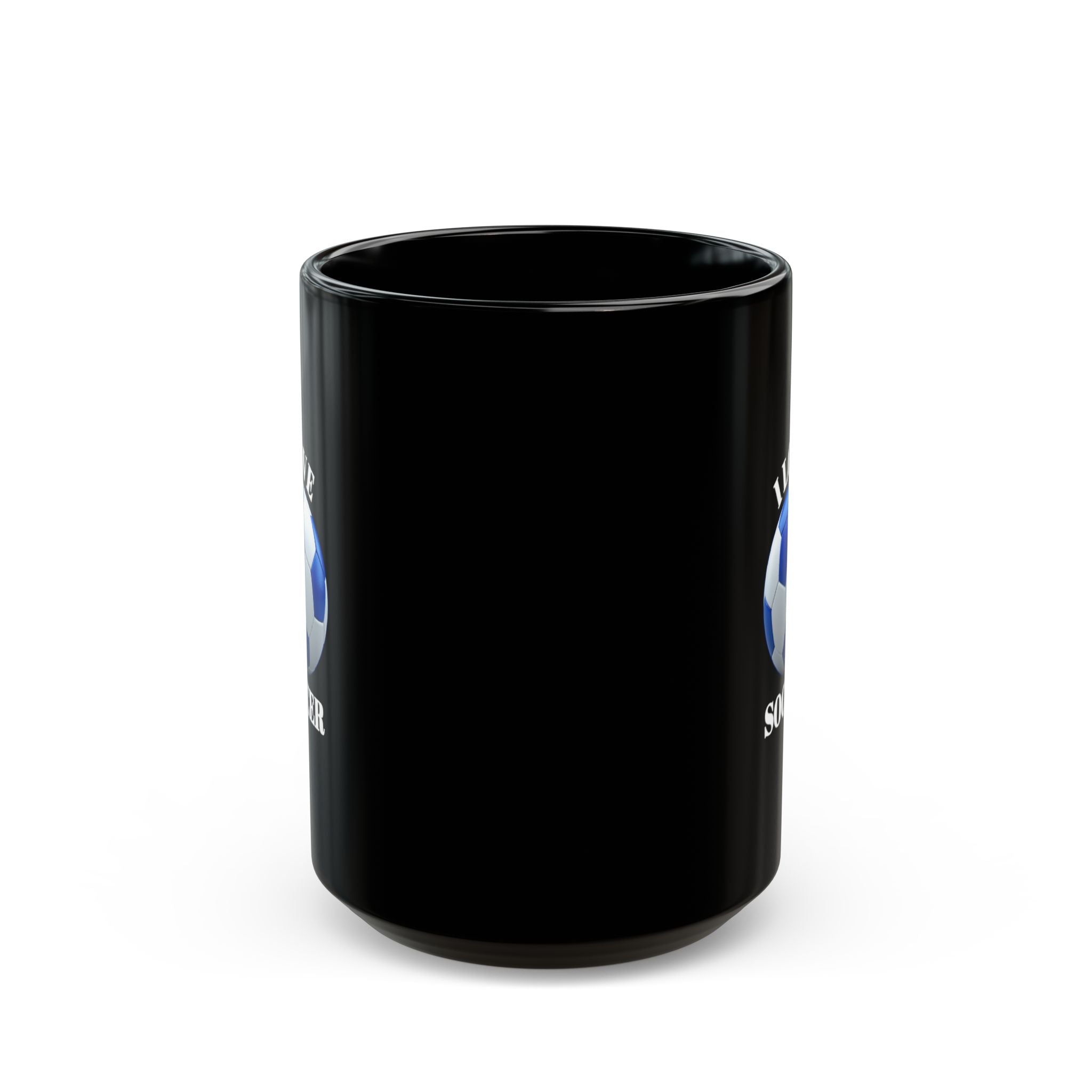 I Love Soccer Black Ceramic Mug — 11oz & 15oz