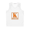 Personalized Basketball Jersey — Orange "K Kelvin" Block Letter Design