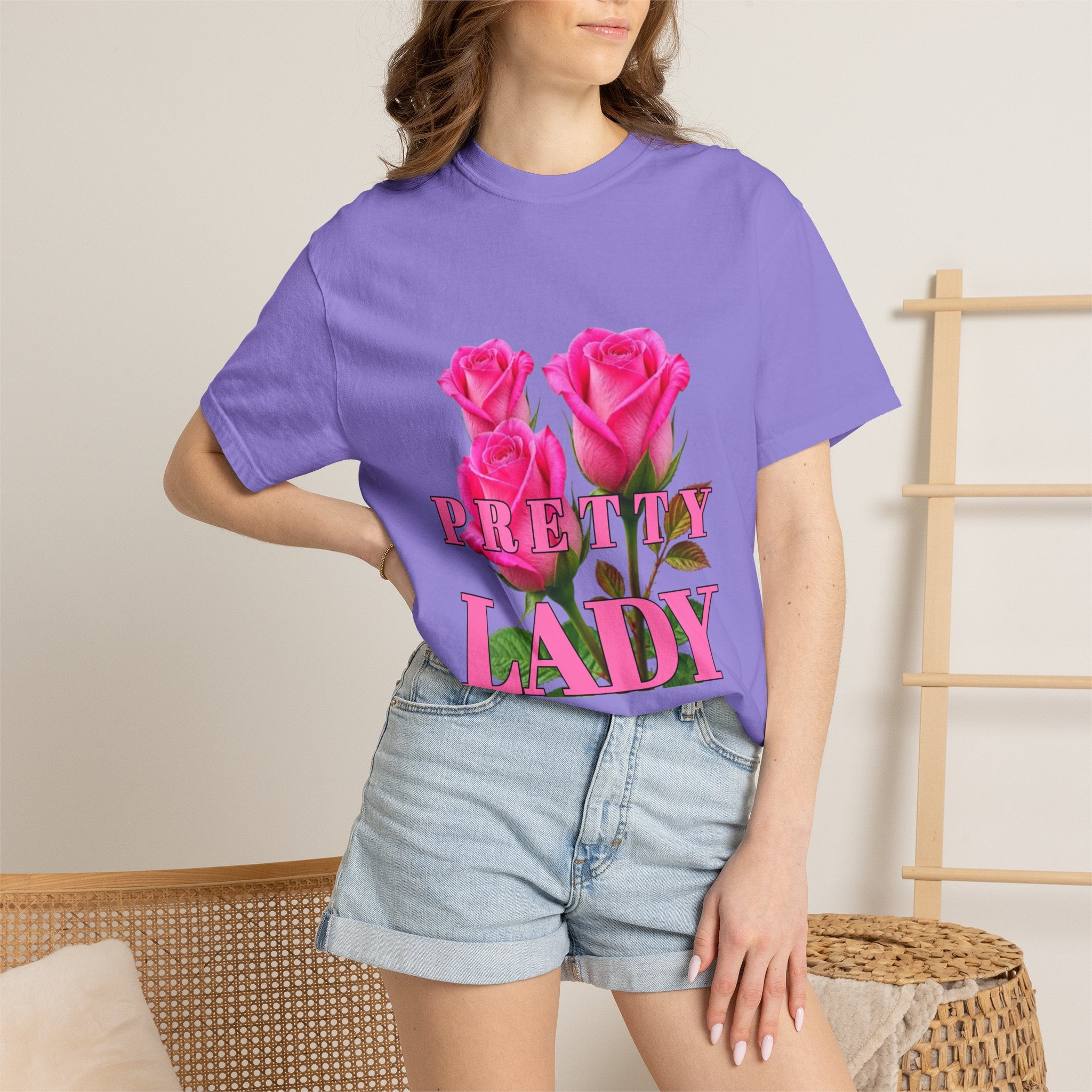 Pretty Lady T-Shirt — Pink Rose Graphic Tee