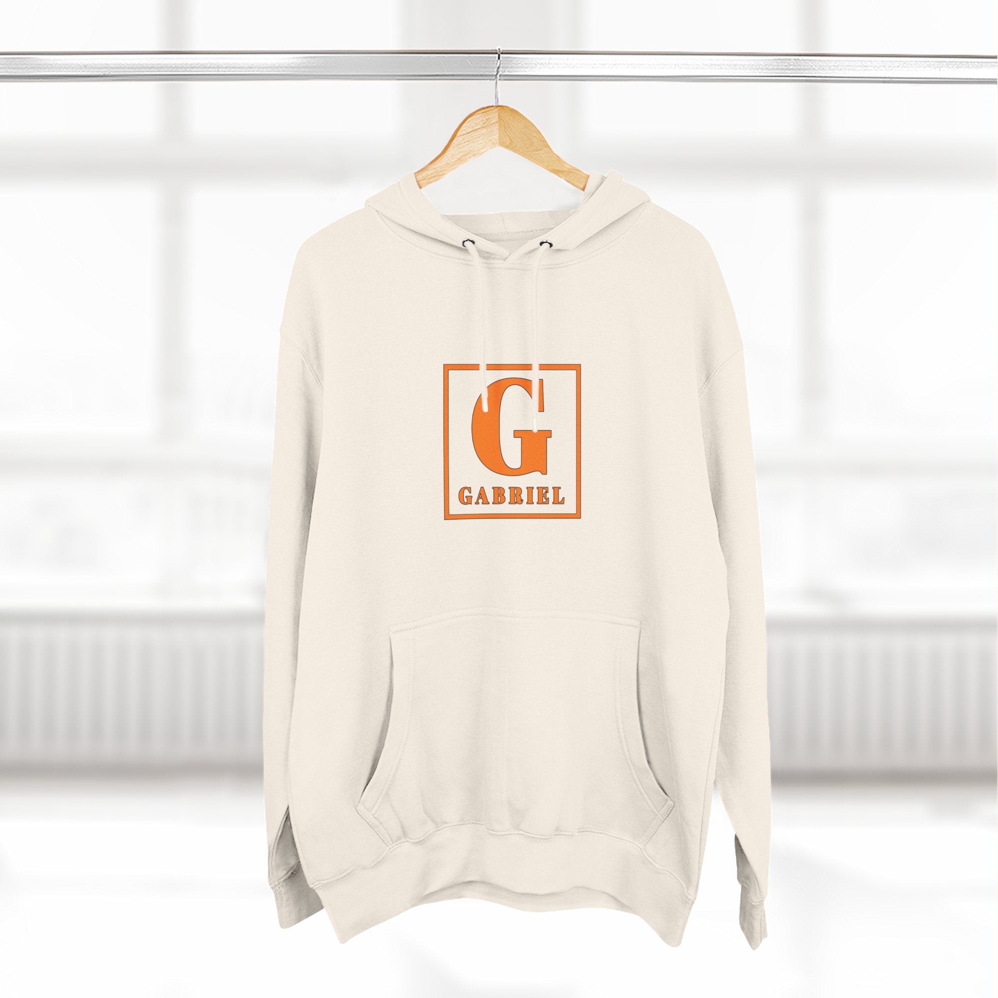 Gabriel Monogram Hoodie — Orange Square Initial G Fleece Hoodie