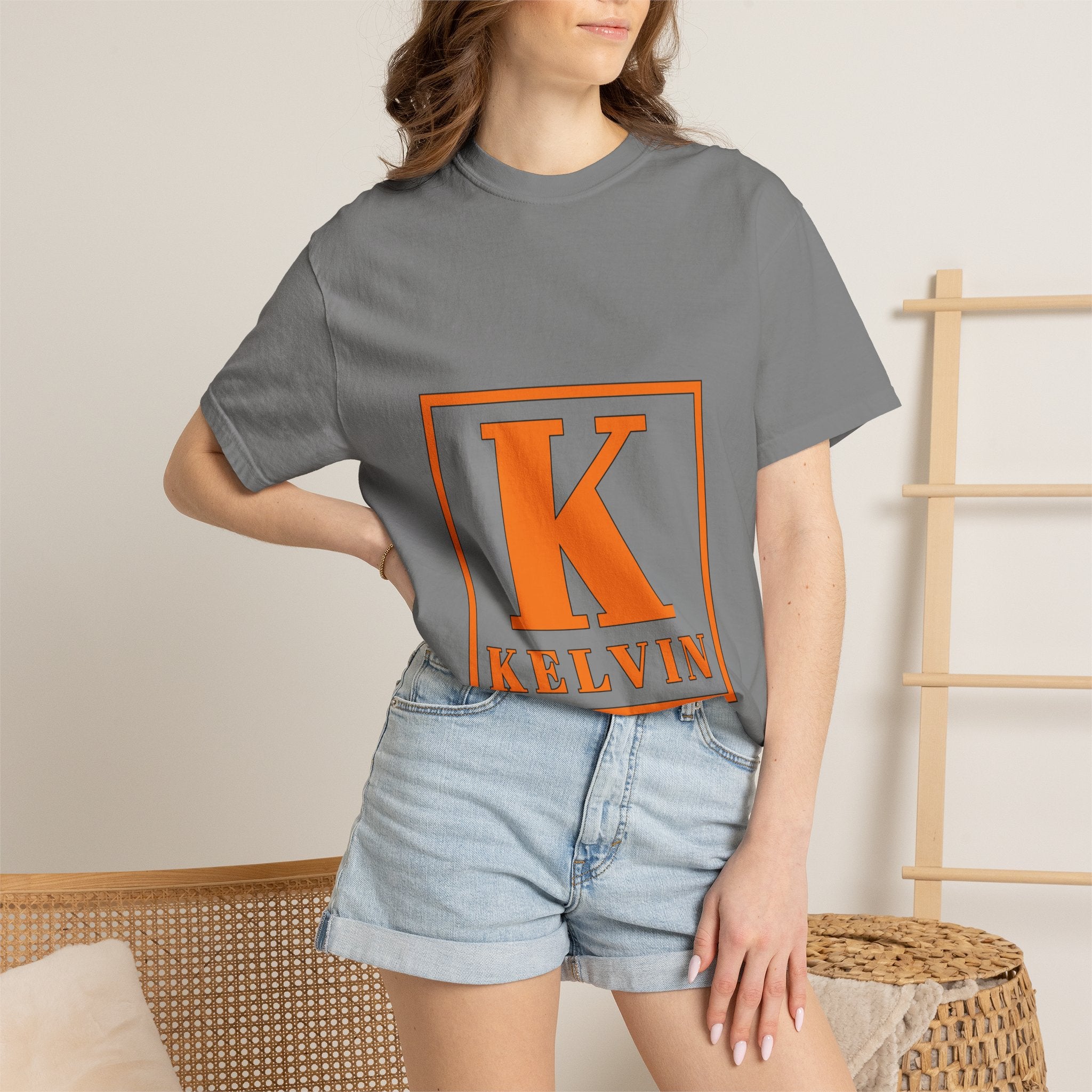 Kelvin Monogram T-Shirt — Bold Orange Initial Tee