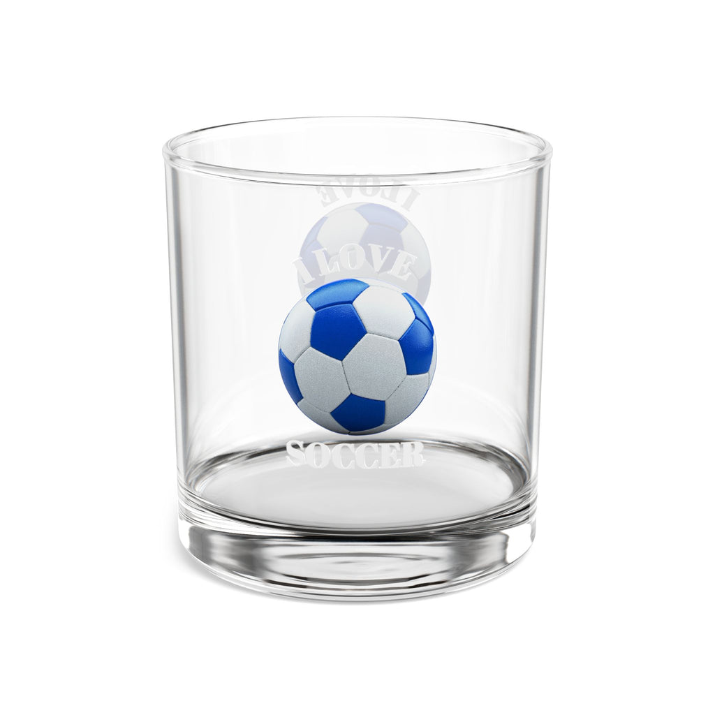 Soccer Rocks Glass 10oz — Blue Football Whiskey Tumbler