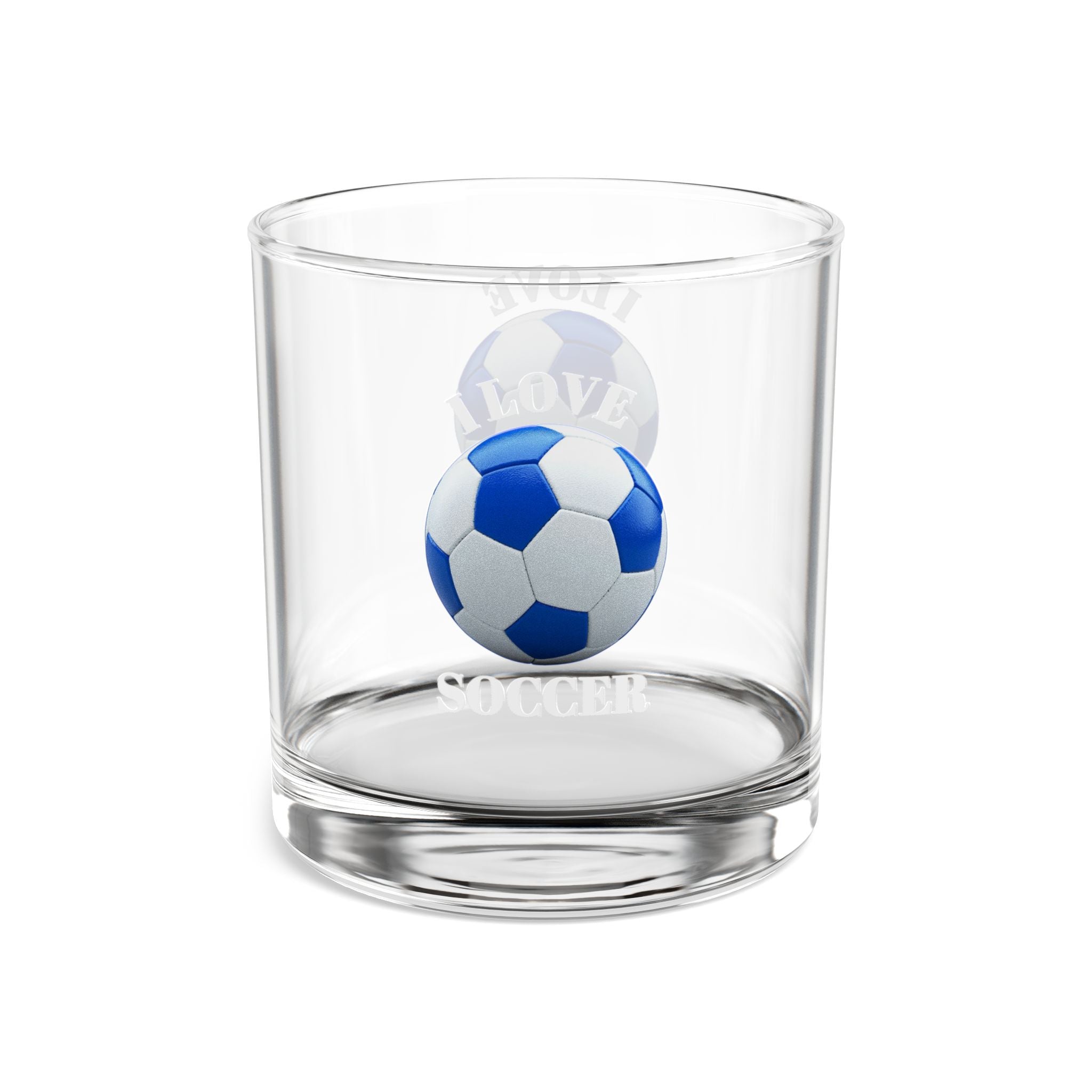 Soccer Rocks Glass 10oz — Blue Football Whiskey Tumbler