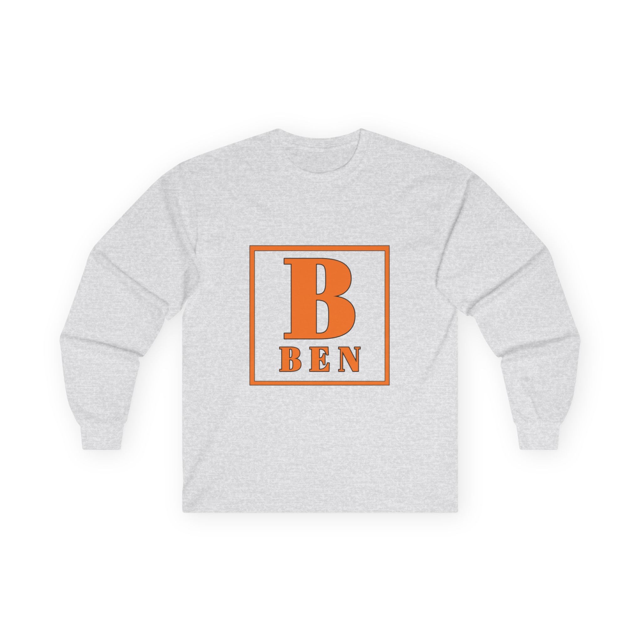 Ben Monogram Long Sleeve Tee — Orange Block Initial B Shirt