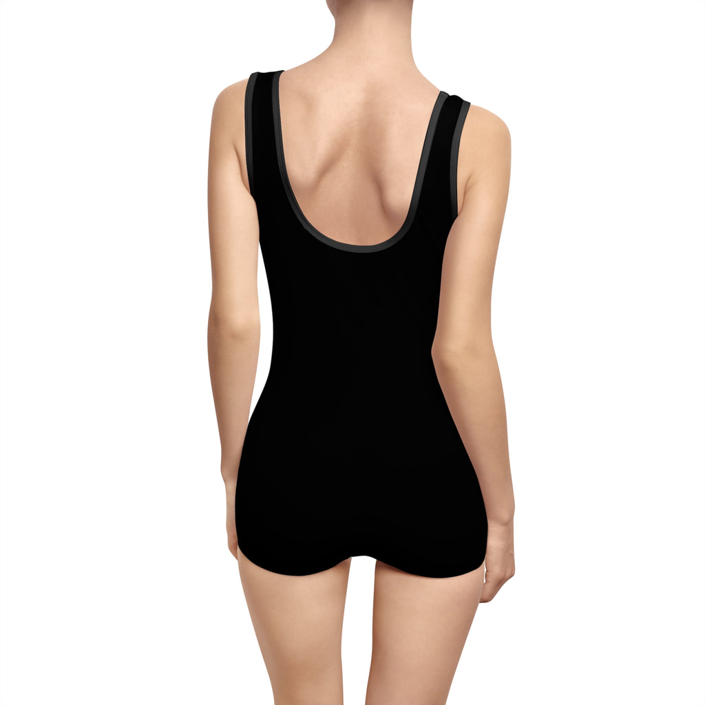 Vintage "Stay Happy" Women's Swimsuit — Retro Floral One-Piece