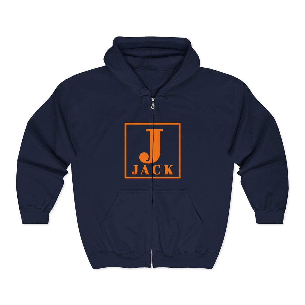 Jack Monogram Zip Hoodie — Orange Initial J Hooded Sweatshirt
