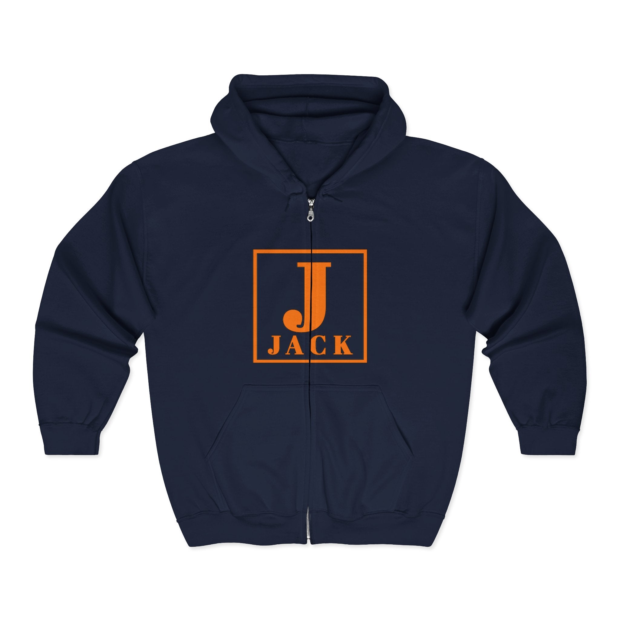 Jack Monogram Zip Hoodie — Orange Initial J Hooded Sweatshirt