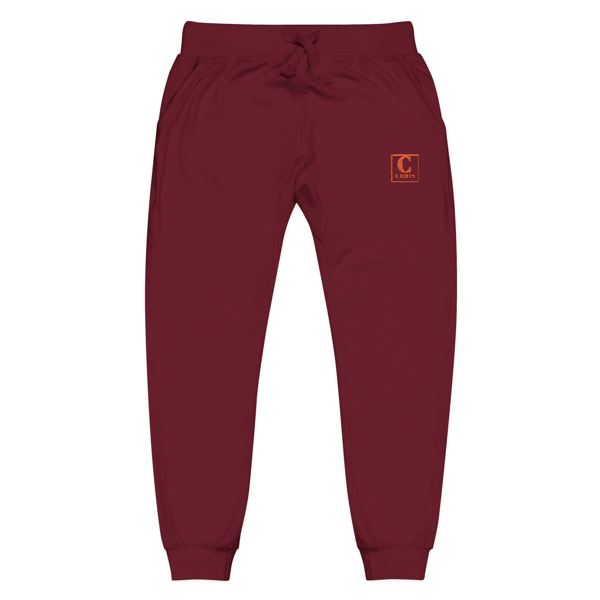 Embroidered Cozy Sweatpants — Minimal Red Crest Lounge Joggers