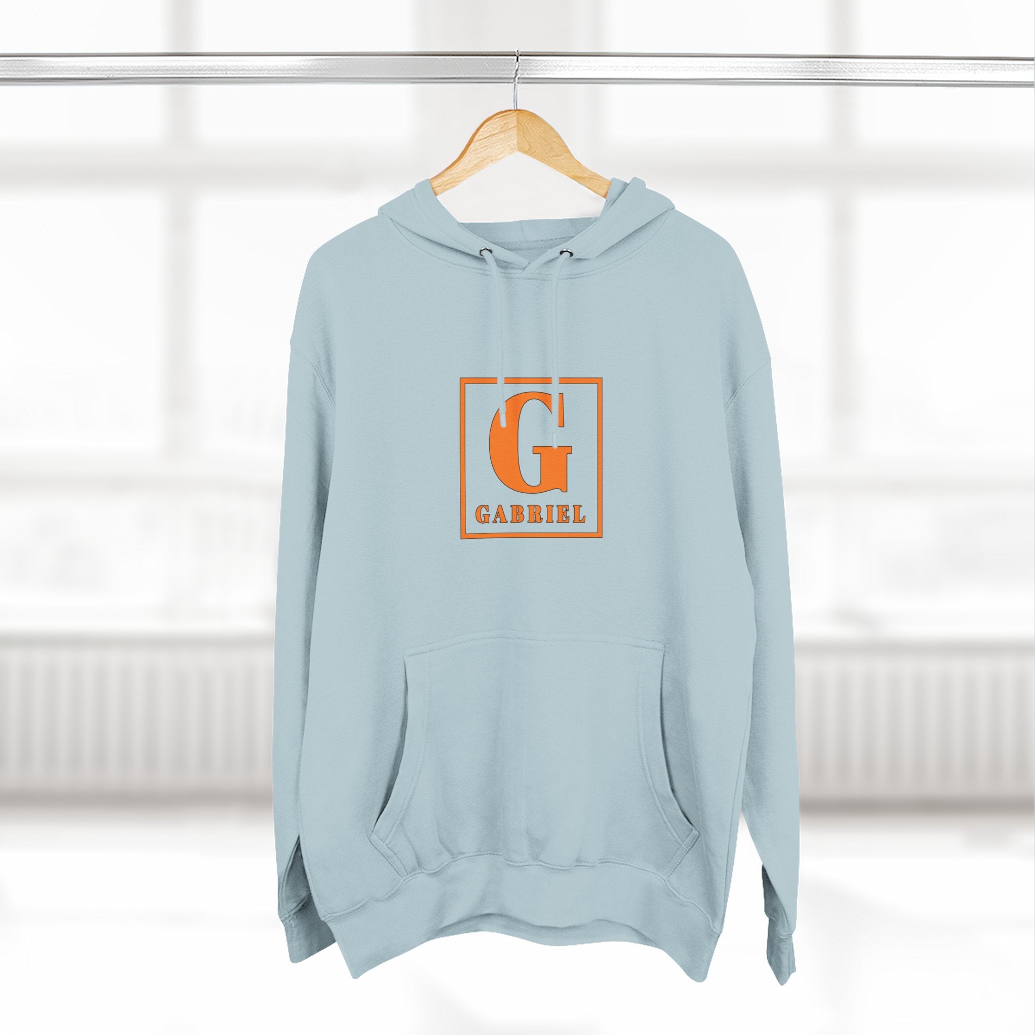 Gabriel Monogram Hoodie — Orange Square Initial G Fleece Hoodie