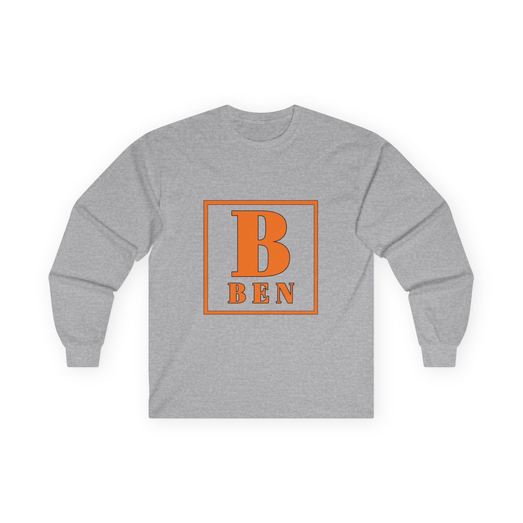 Ben Monogram Long Sleeve Tee — Orange Block Initial B Shirt