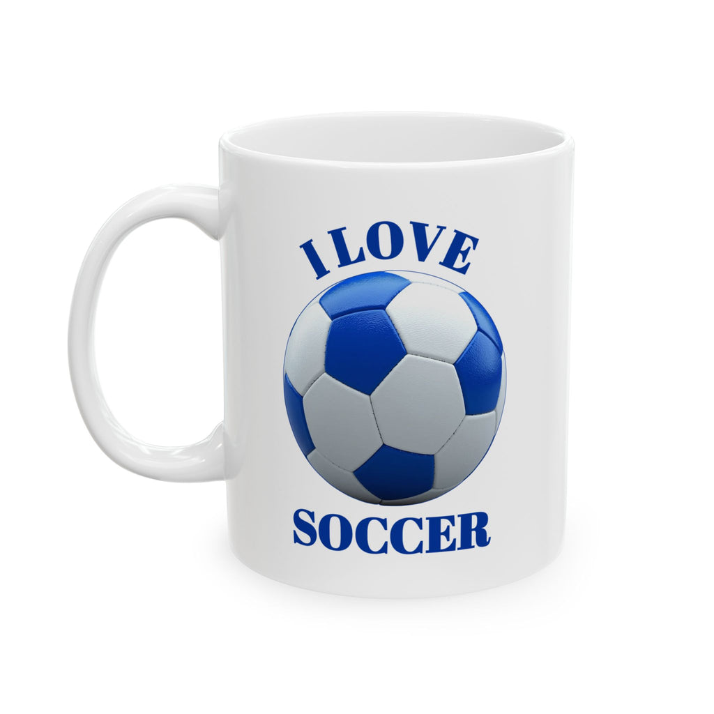 Soccer Mom Ceramic Mug — Blue Soccer Ball Coffee Cup (11oz & 15oz)