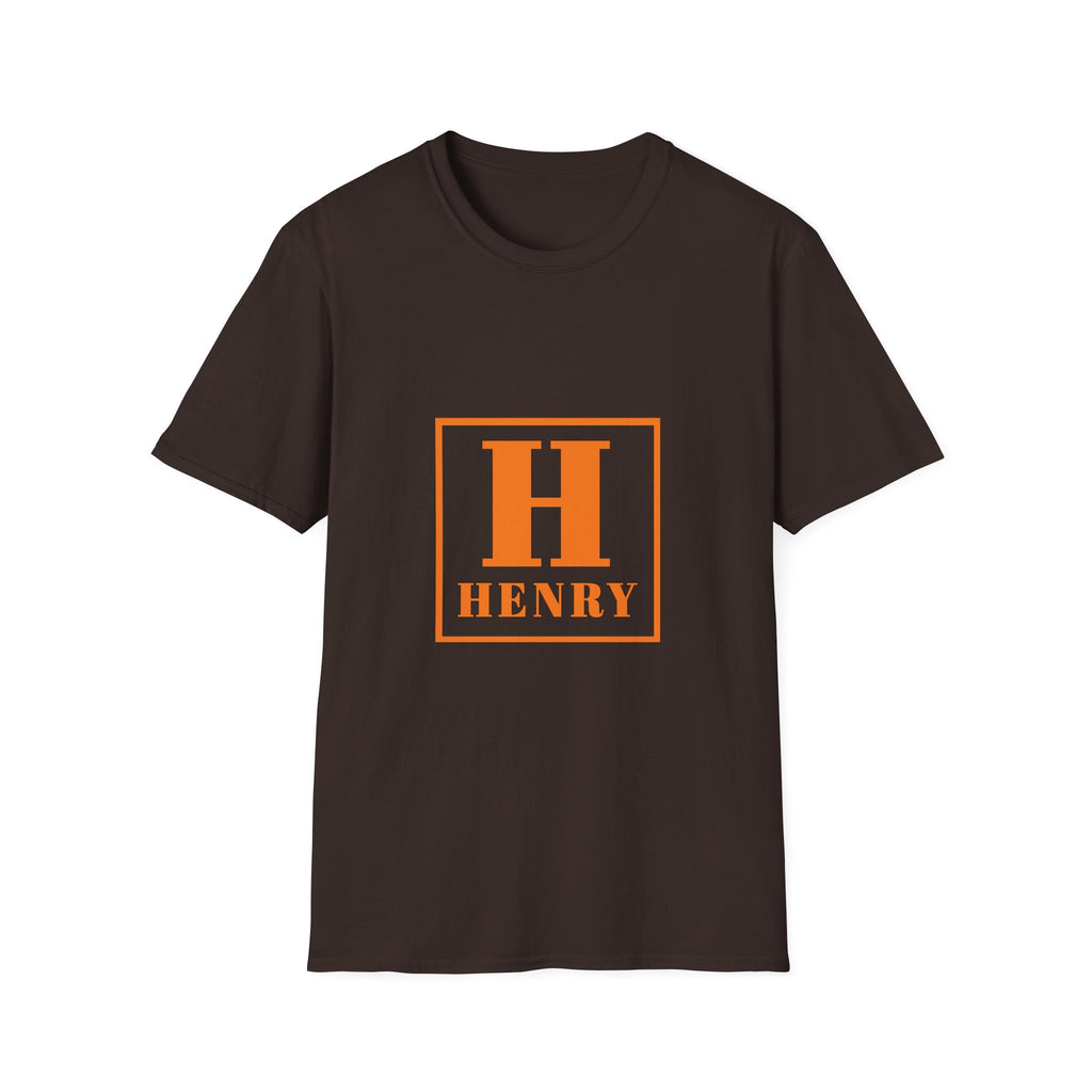 Personalized Initial T-Shirt — Bold Orange 'H' Monogram Tee (Custom Name: Henry)