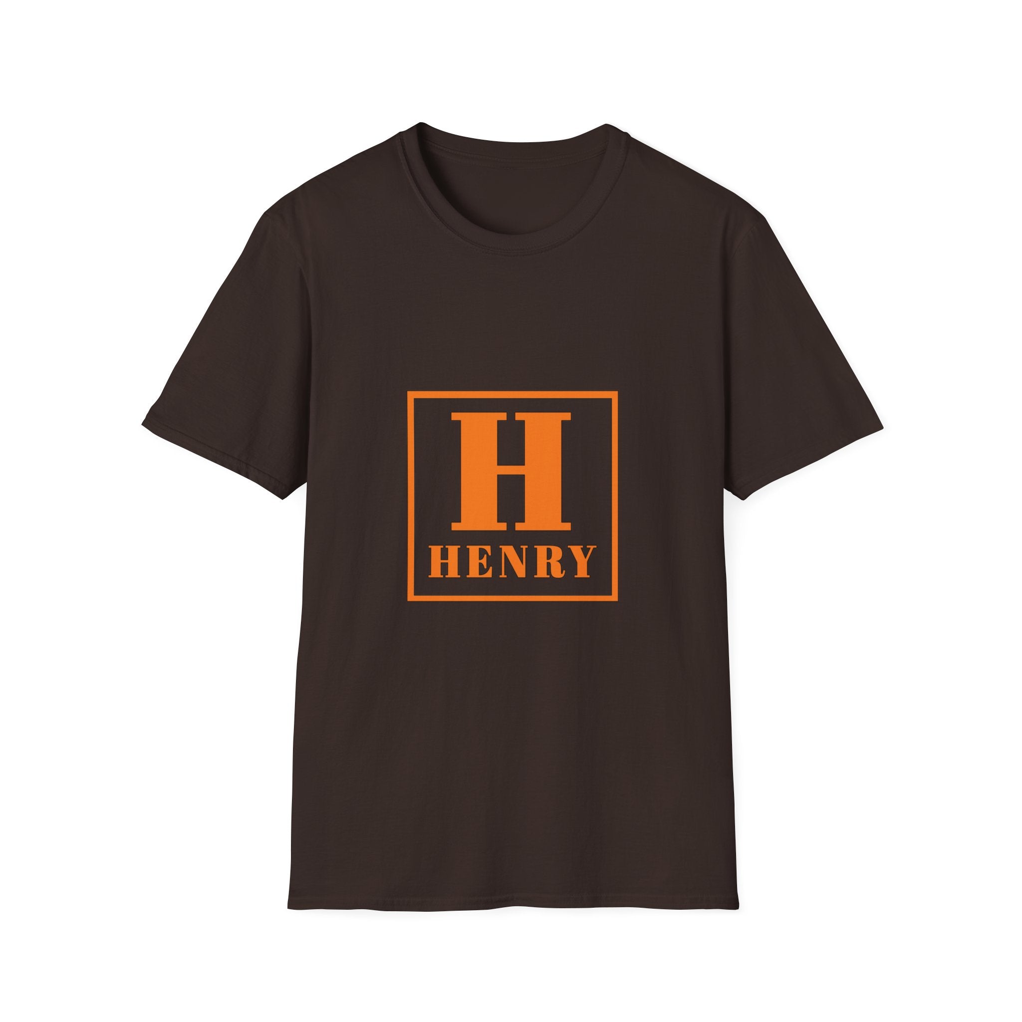 Personalized Initial T-Shirt — Bold Orange 'H' Monogram Tee (Custom Name: Henry)