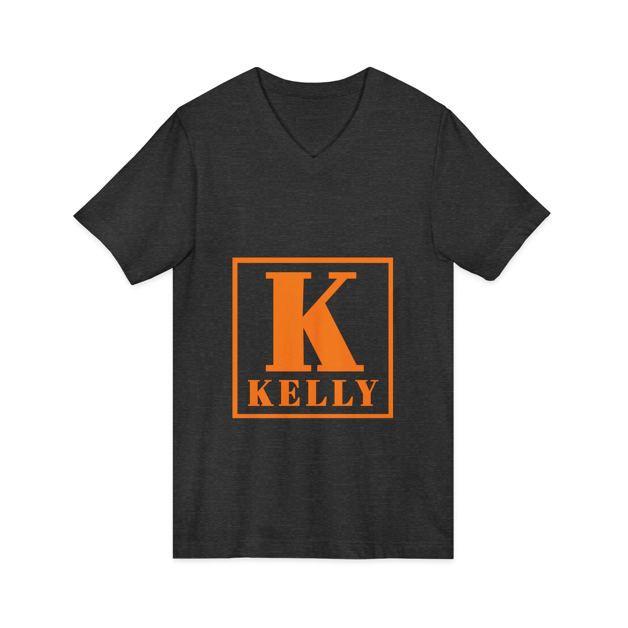 Kelly Monogram V-Neck Tee - Orange Initial K Personalized Shirt