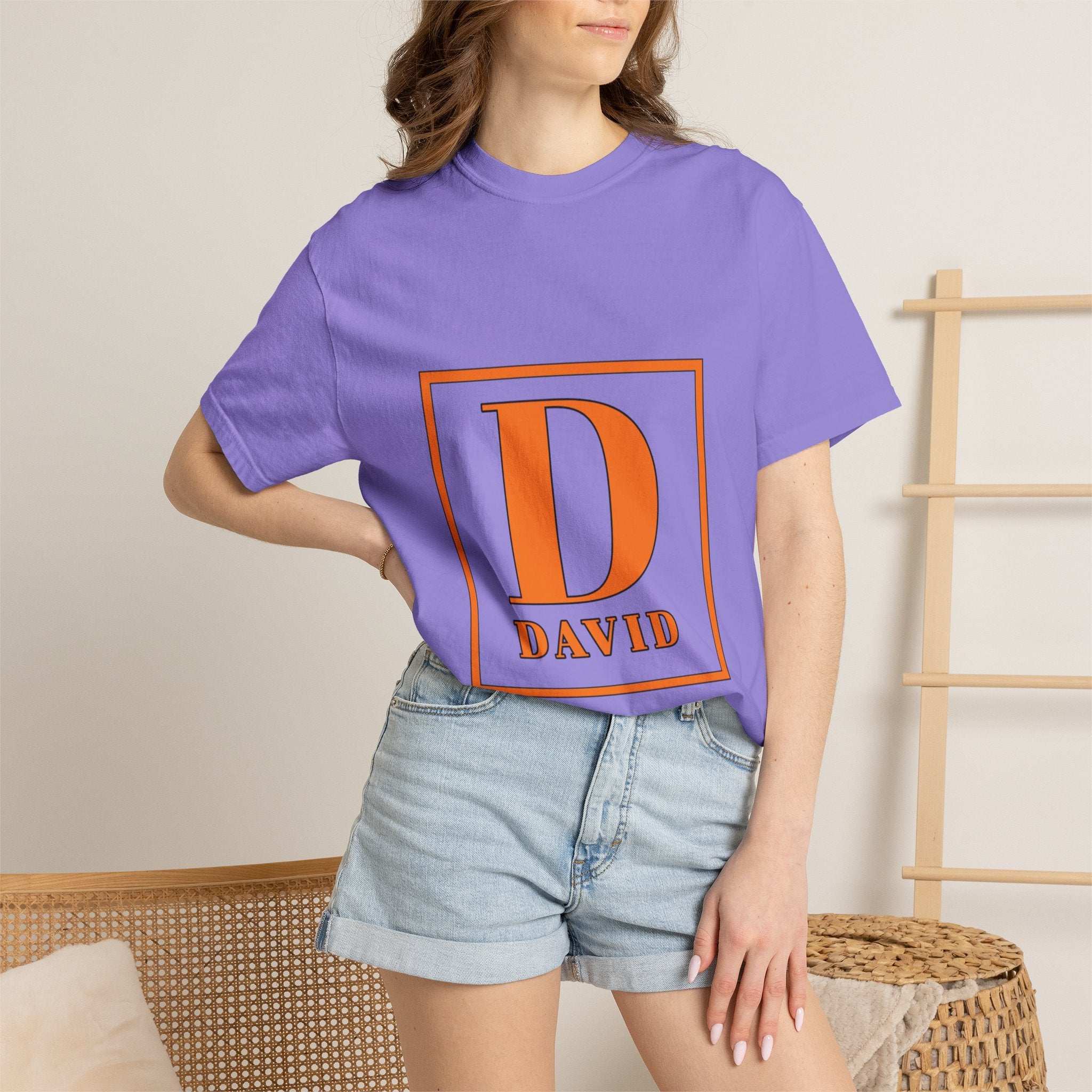 David Monogram T-Shirt — Bold Initial Box Graphic