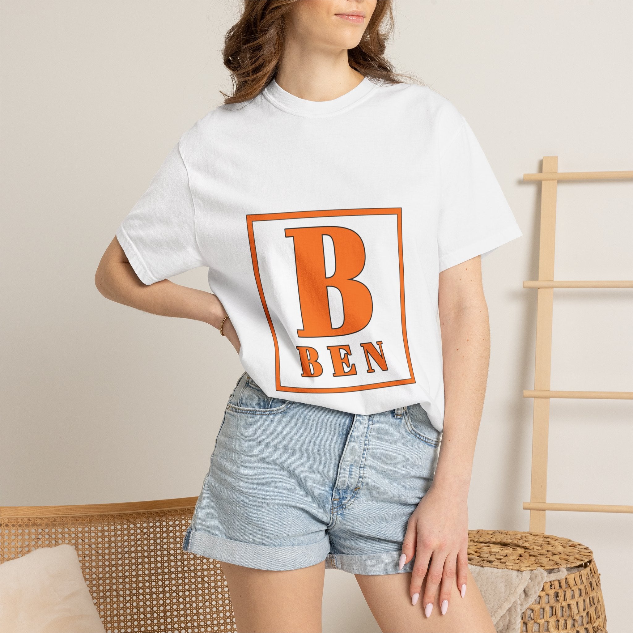 Ben Monogram T-Shirt — Orange Block Initial Tee