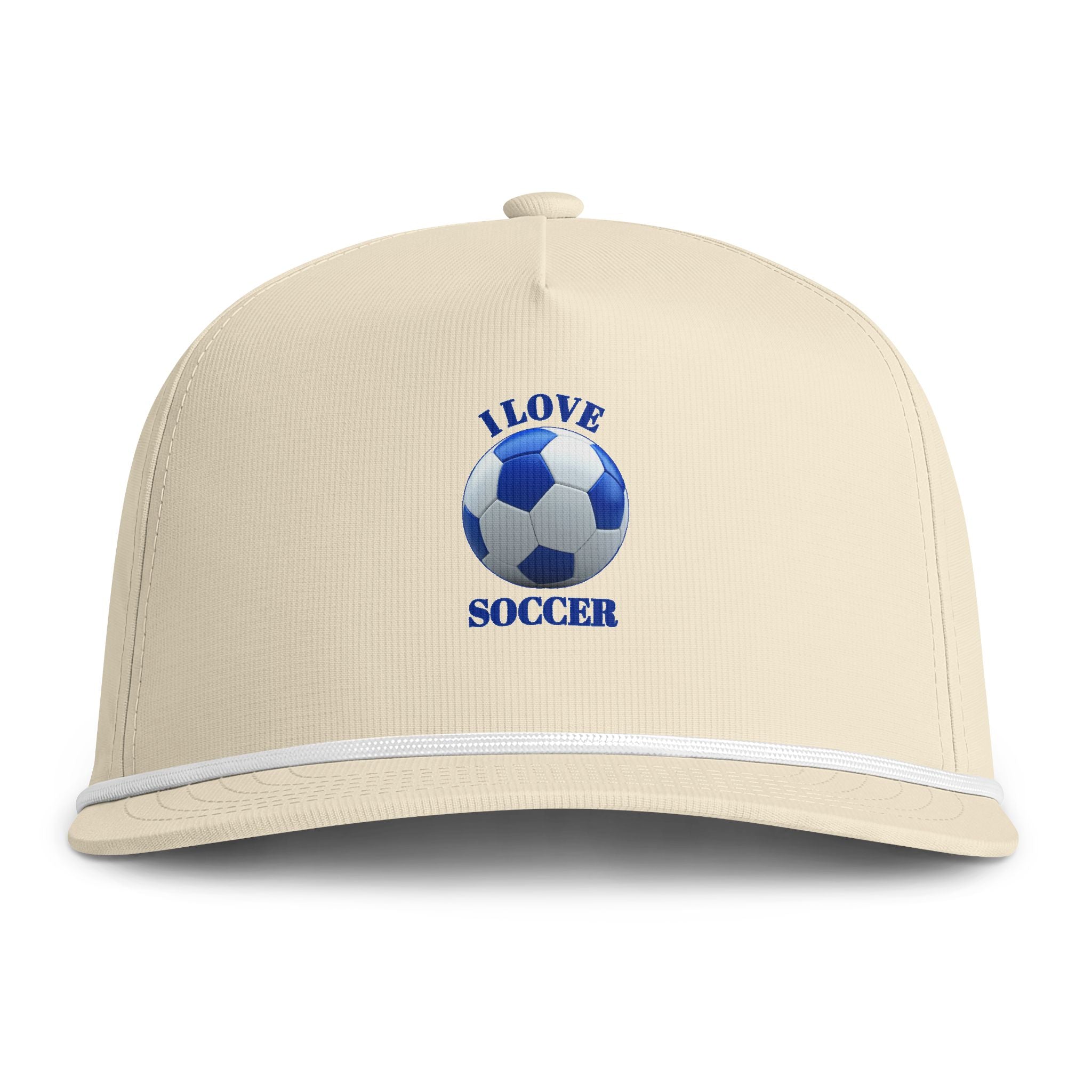 Soccer Cap — "I Love Soccer" Rope-Trim Sunwashed Hat
