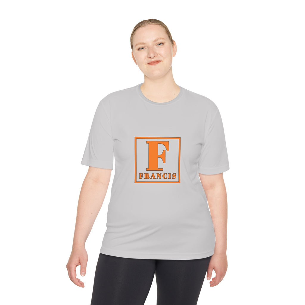 Francis Initial Tee — Orange Block Monogram Moisture-Wicking Shirt