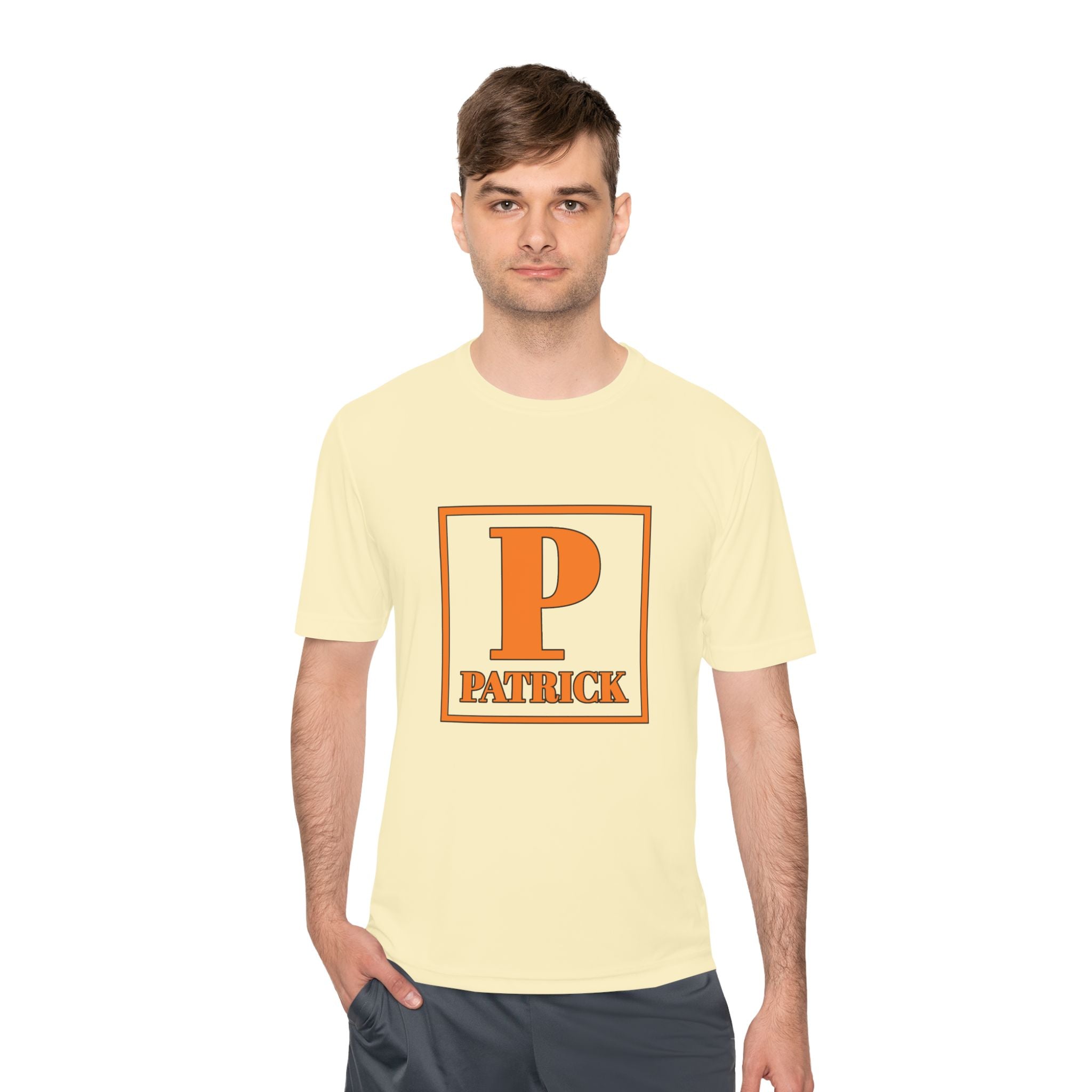 Patrick Monogram Tee — Orange Block Initial Shirt
