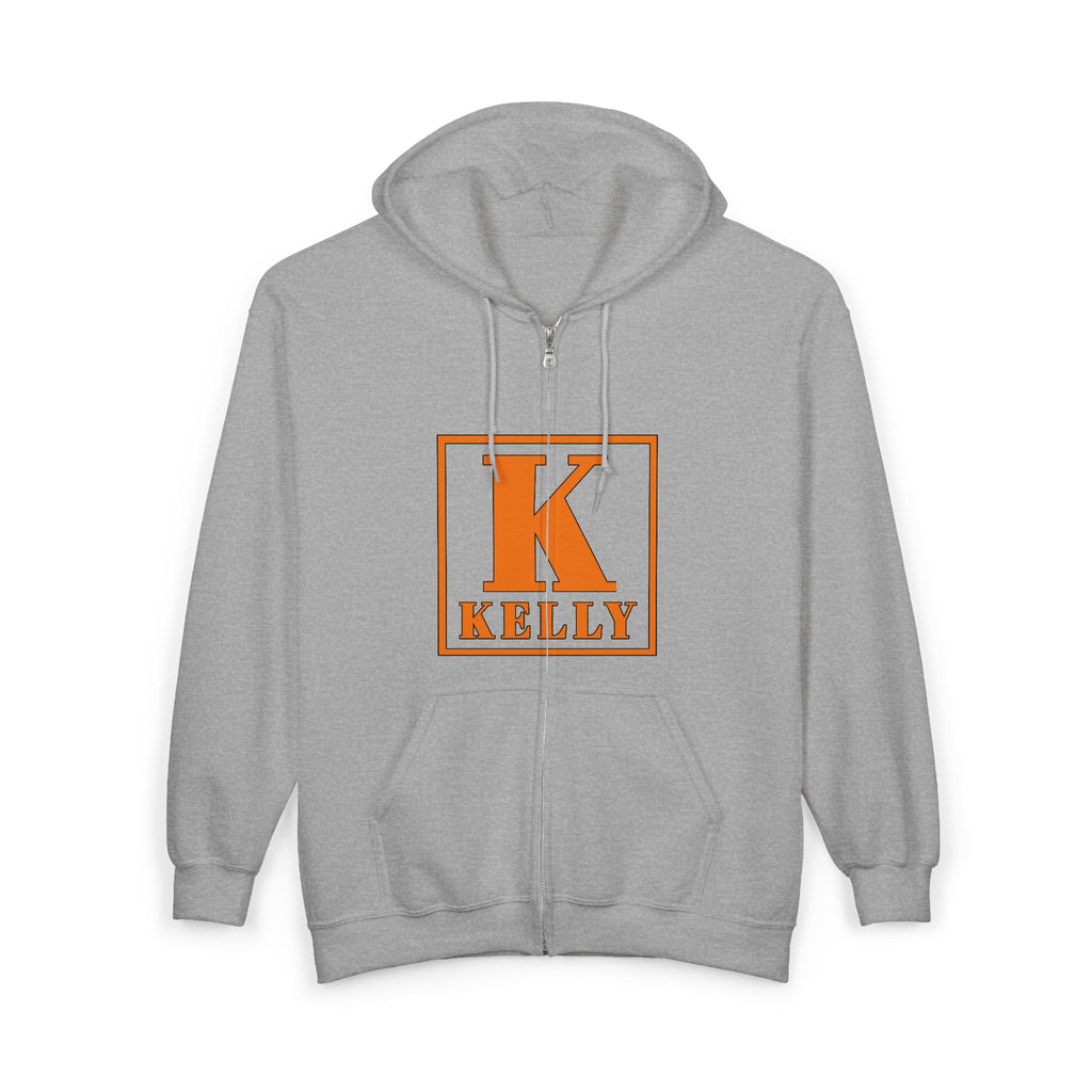 Kelly Initial K Monogram Zip Hoodie - Orange Lettering