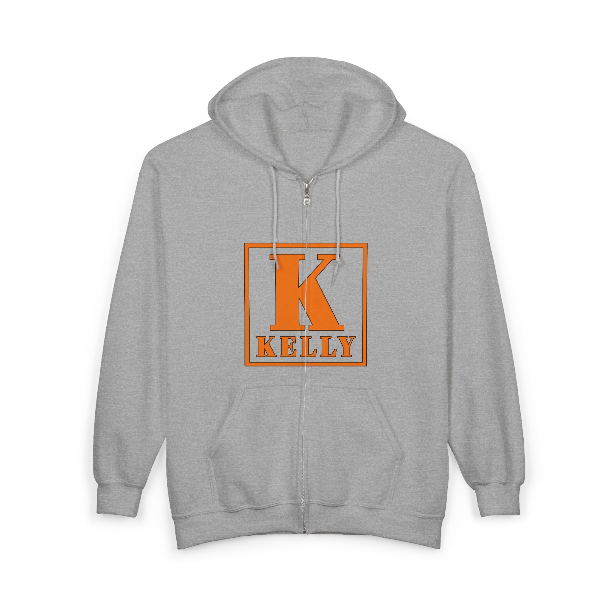 Kelly Initial K Monogram Zip Hoodie - Orange Lettering