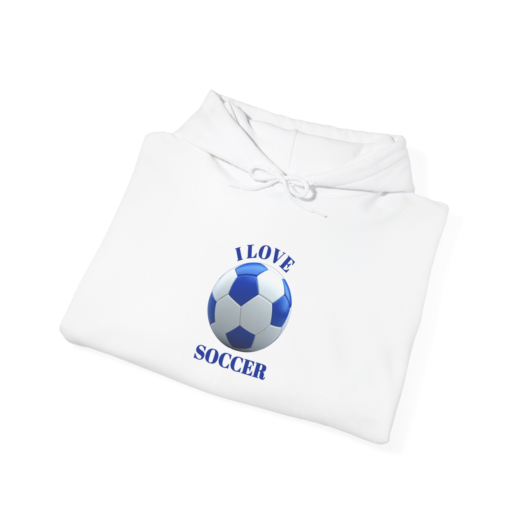 I Love Soccer Hoodie - Blue Soccer Ball Graphic Pullover