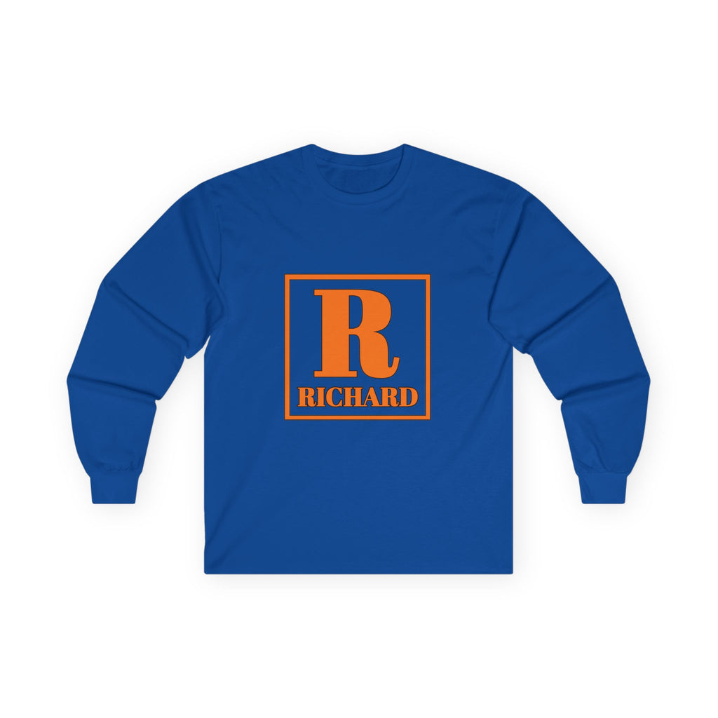 Richard Monogram Long Sleeve Tee — Retro Orange Initial R Shirt