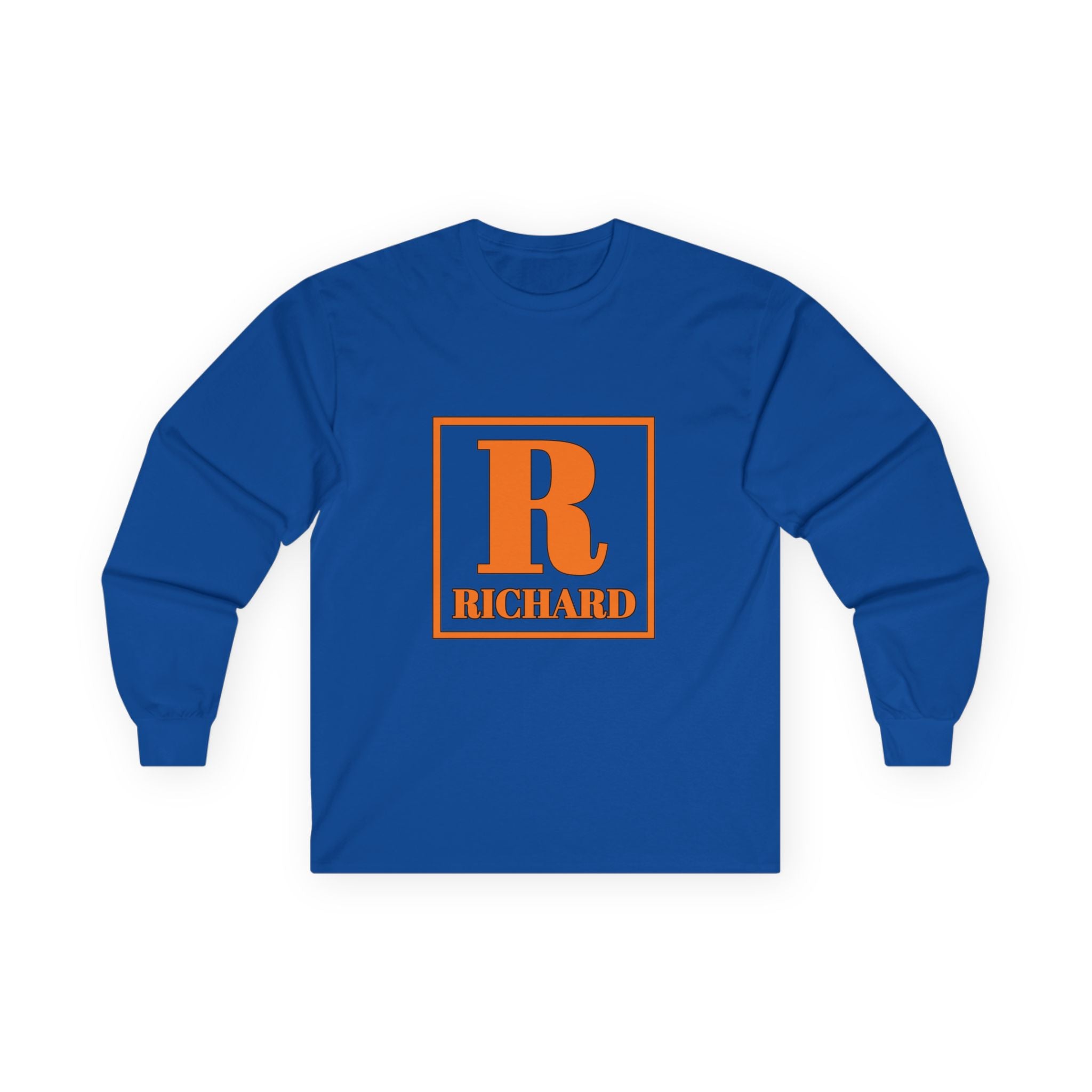 Richard Monogram Long Sleeve Tee — Retro Orange Initial R Shirt