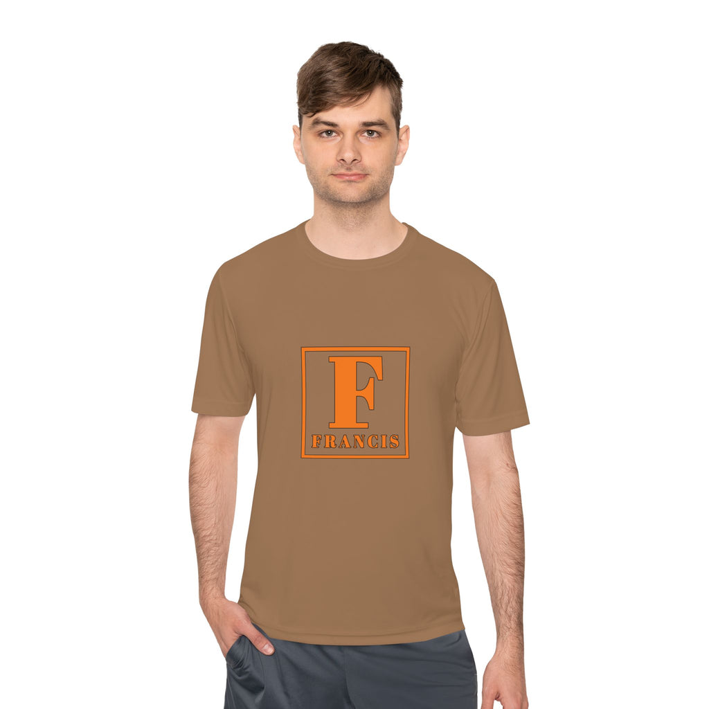 Francis Initial Tee — Orange Block Monogram Moisture-Wicking Shirt