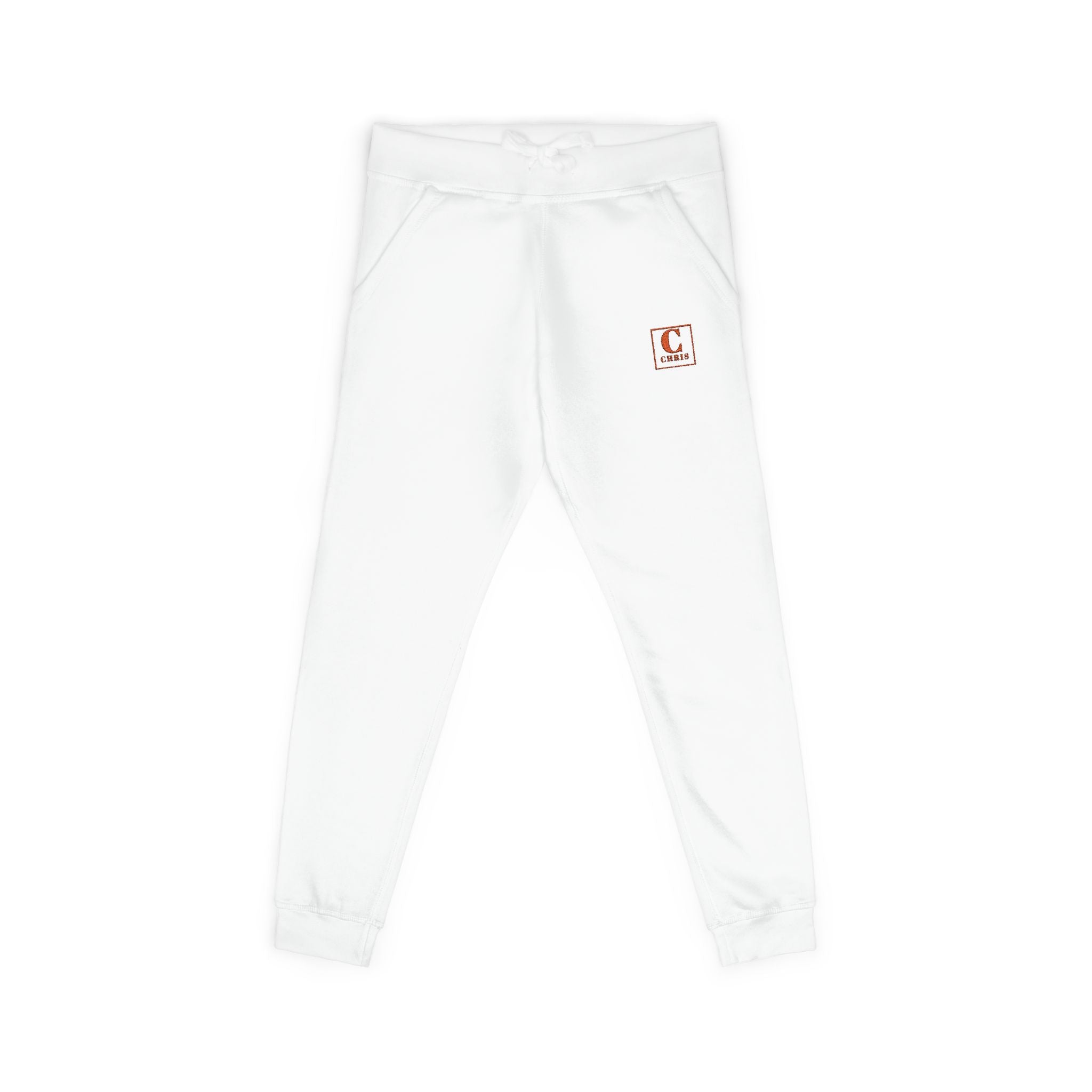 Embroidered Cozy Sweatpants — Minimal Red Crest Lounge Joggers