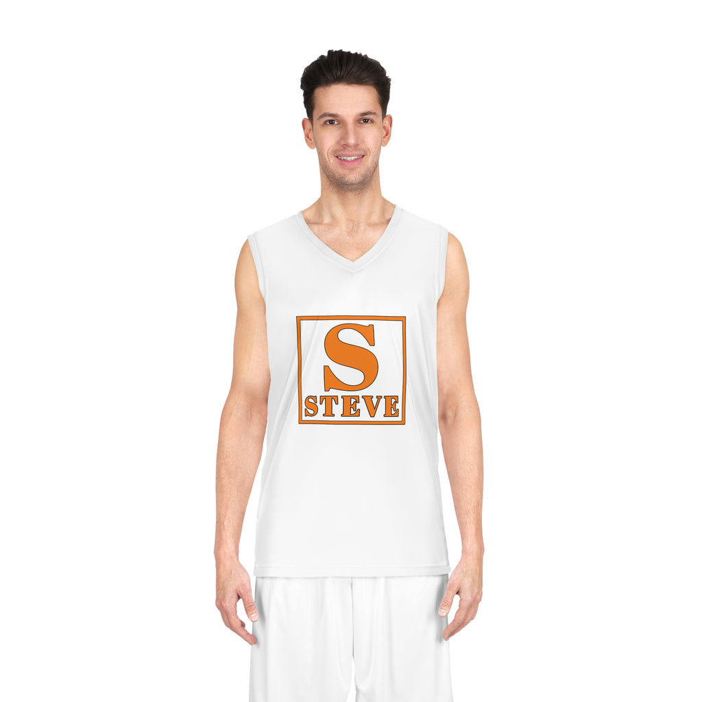 Personalized 'Steve' Basketball Jersey - Orange Letter S Athletic Tank