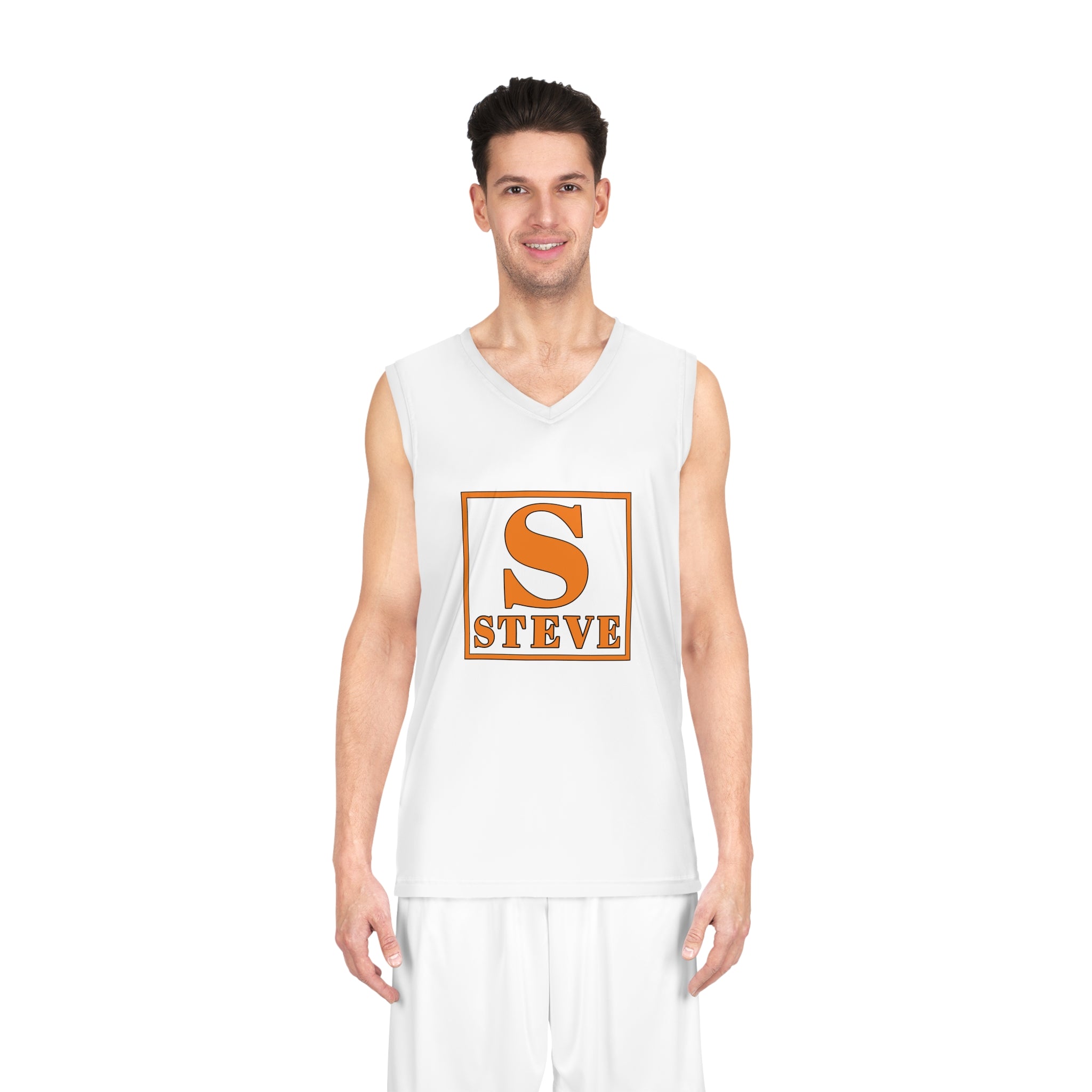Personalized 'Steve' Basketball Jersey - Orange Letter S Athletic Tank