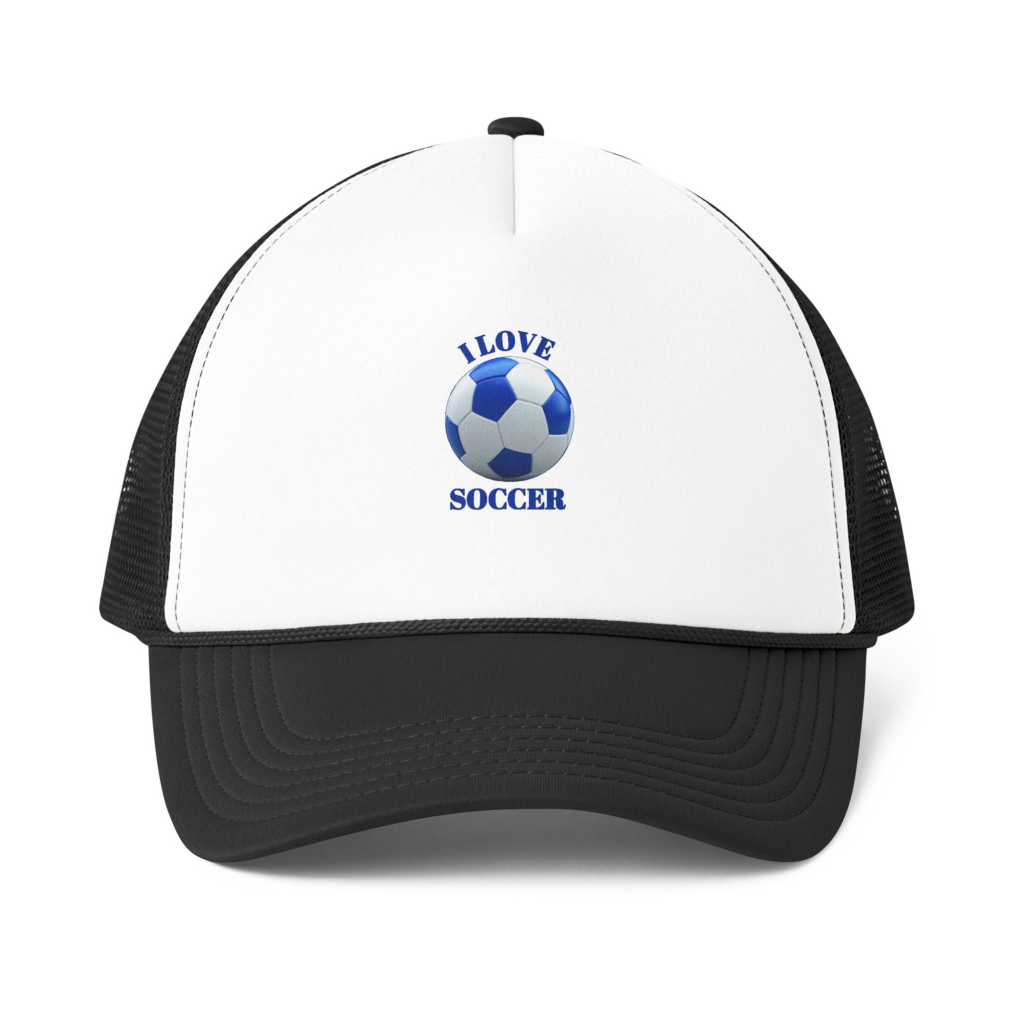 Soccer Trucker Cap — "I Love Soccer" Foam Mesh-Back Hat