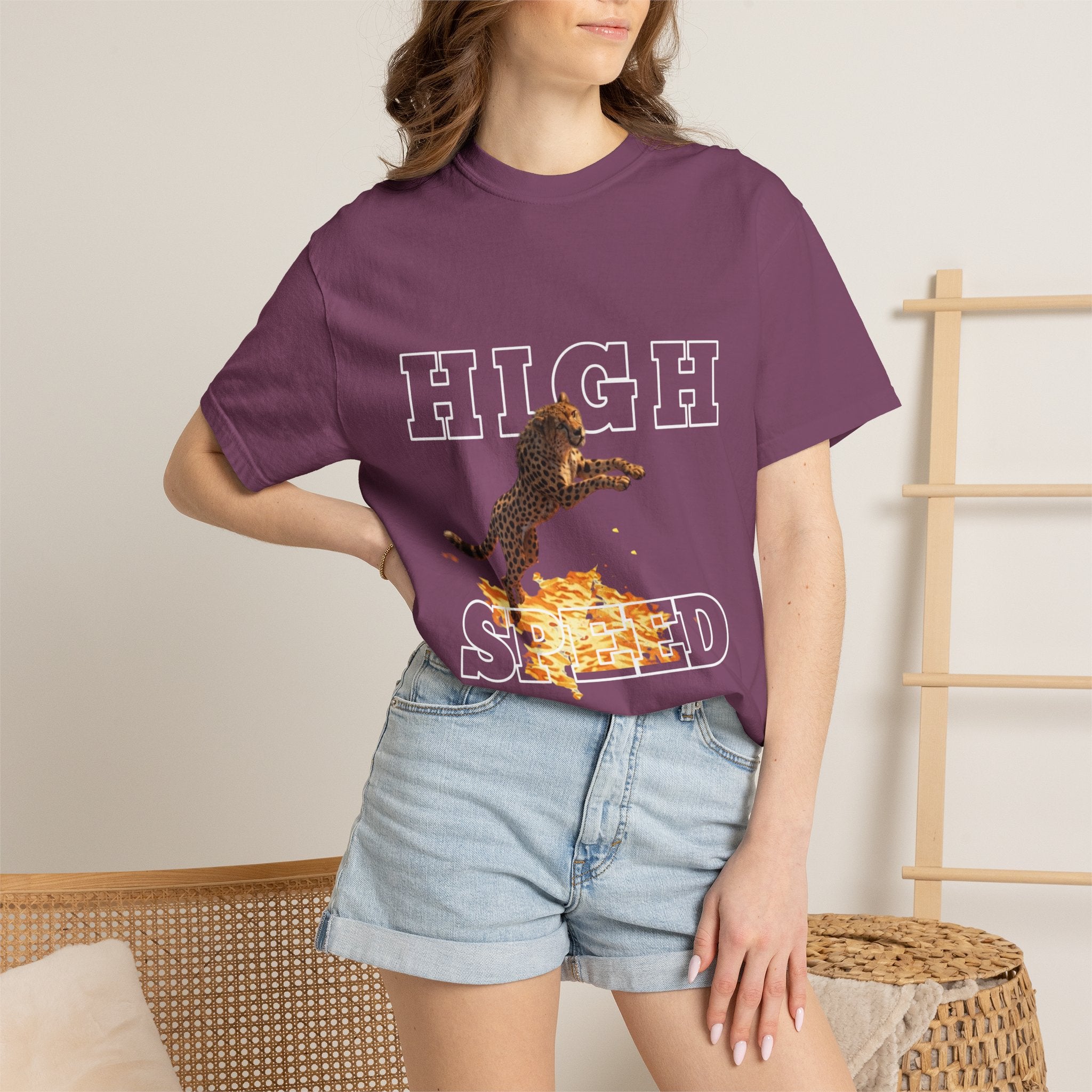 Cheetah Jumping on Fire T-Shirt — Funny Pizza Lover Graphic Tee