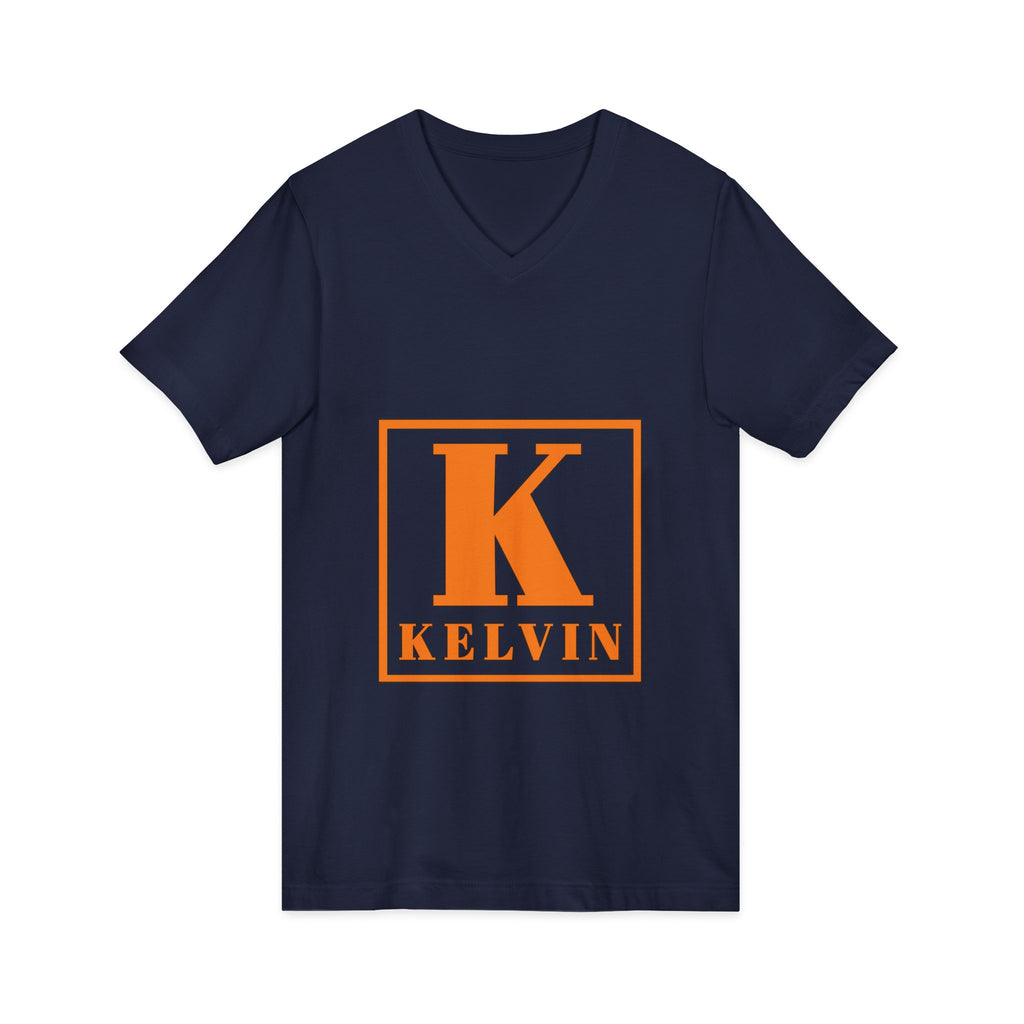 Kelvin Monogram V‑Neck Tee - Orange Initial K Shirt