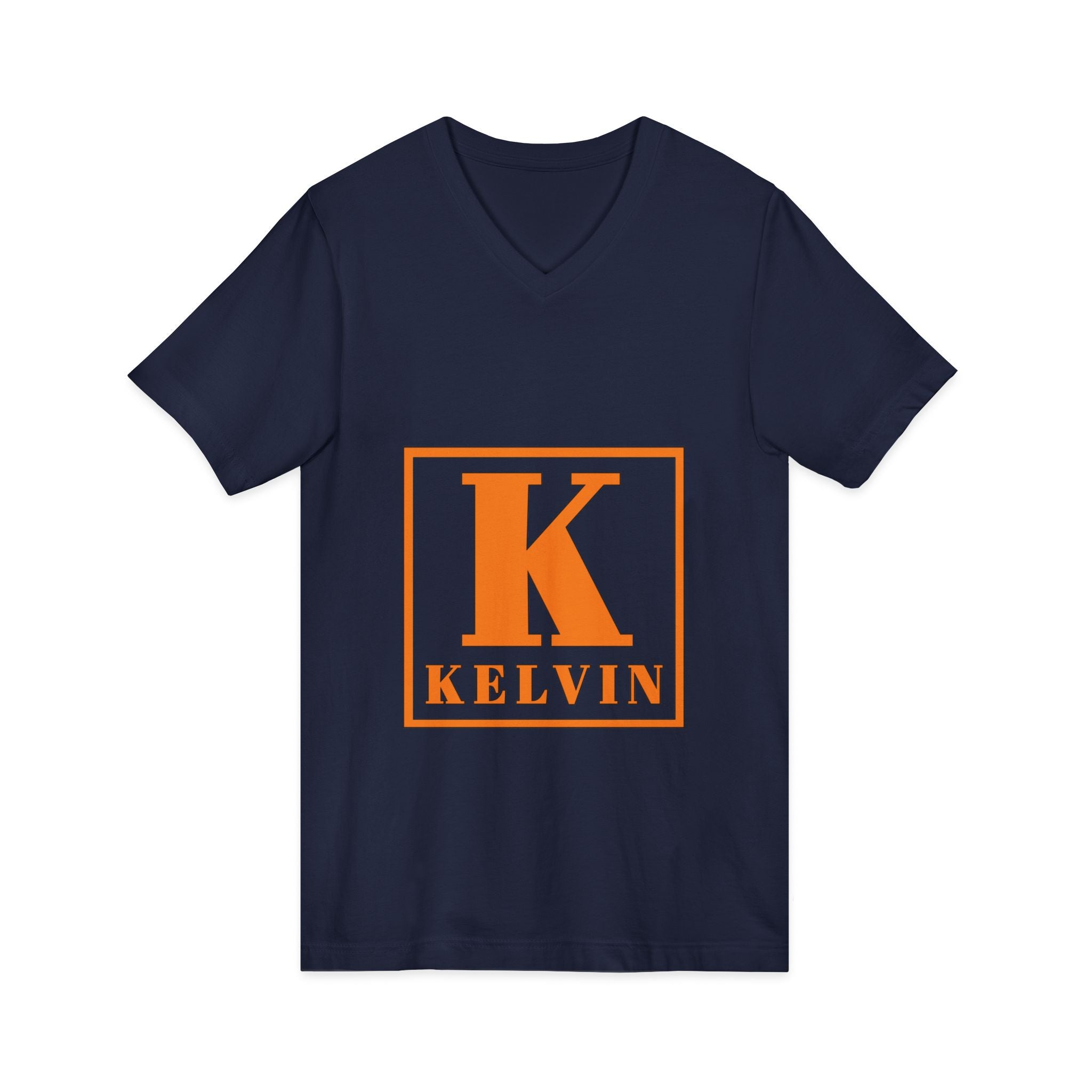 Kelvin Monogram V‑Neck Tee - Orange Initial K Shirt