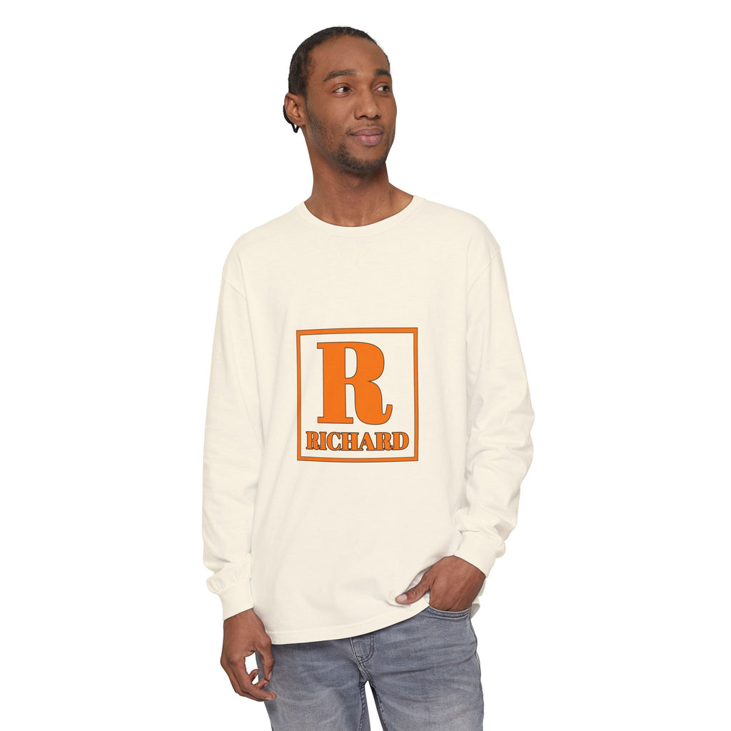 Richard Initial Long Sleeve Tee — Monogram R Vintage Block Letter