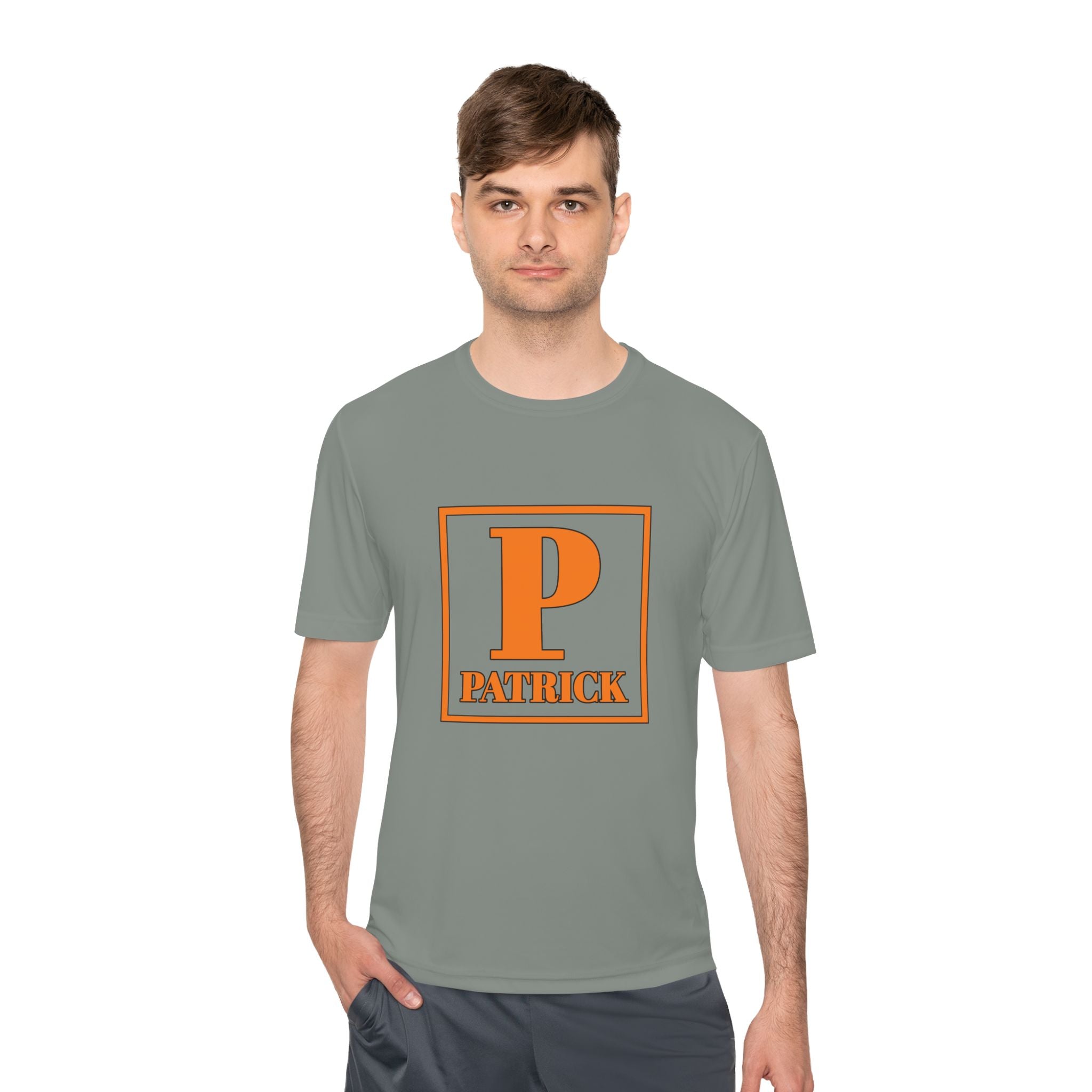Patrick Monogram Tee — Orange Block Initial Shirt