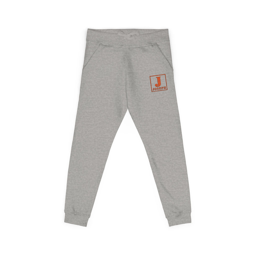 Embroidered Initial 'J' Fleece Sweatpants — Cozy White Joggers