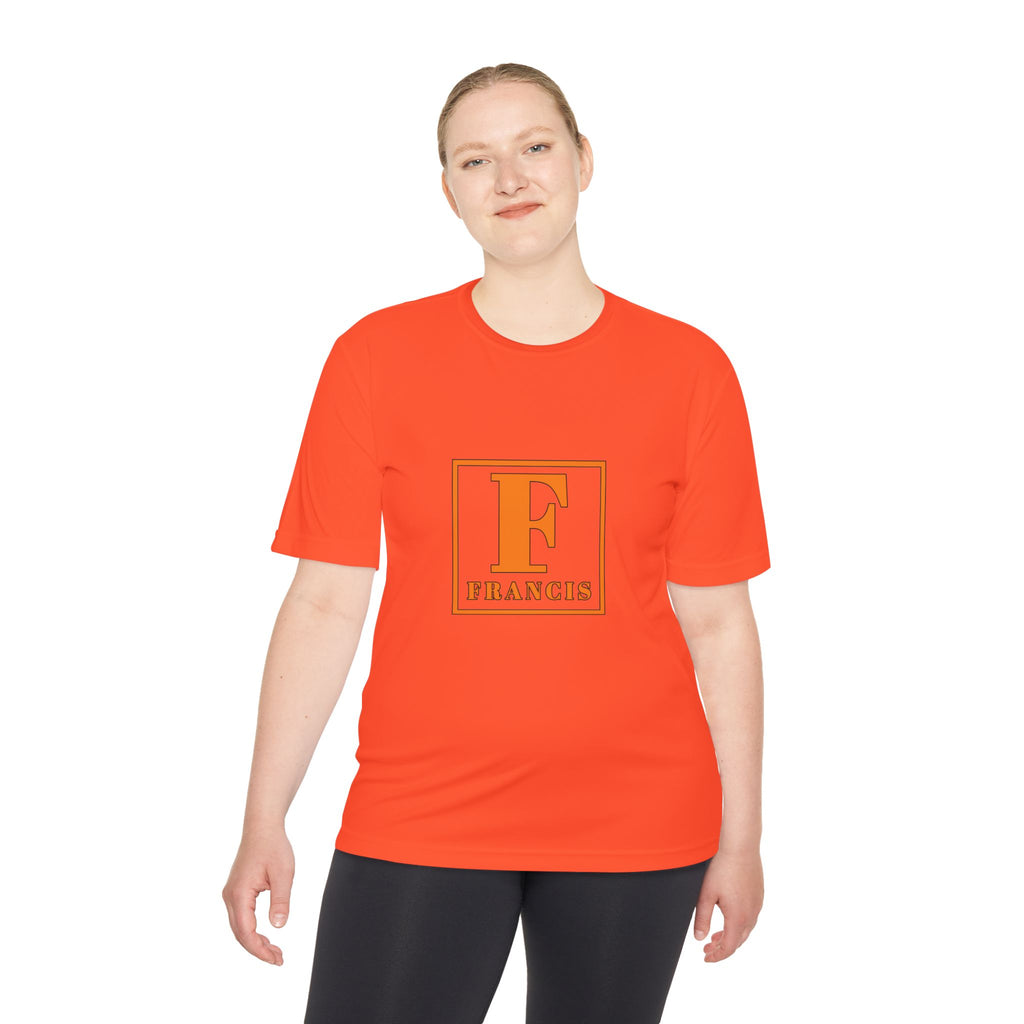 Francis Initial Tee — Orange Block Monogram Moisture-Wicking Shirt