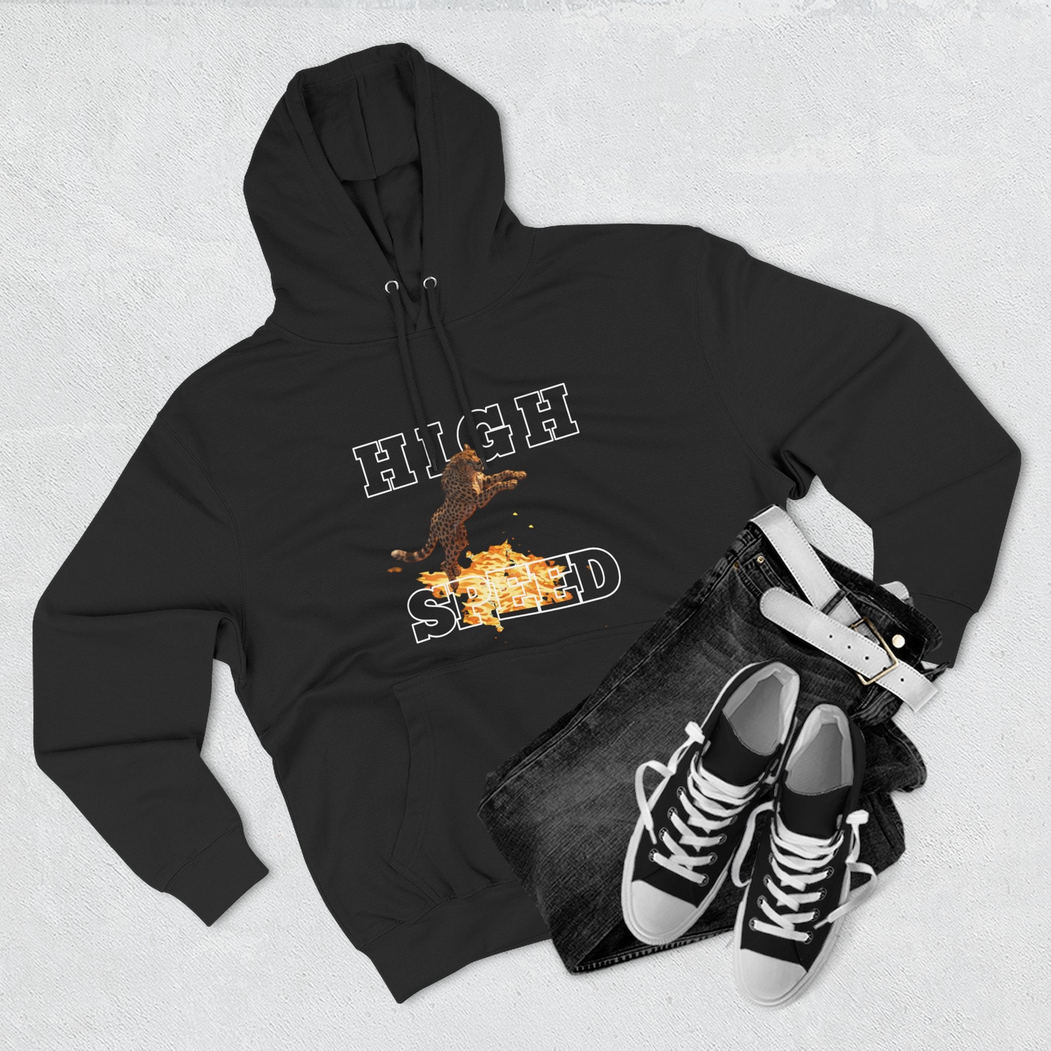 High Speed Hoodie — Flame Skateboard Graphic Fleece Hoodie