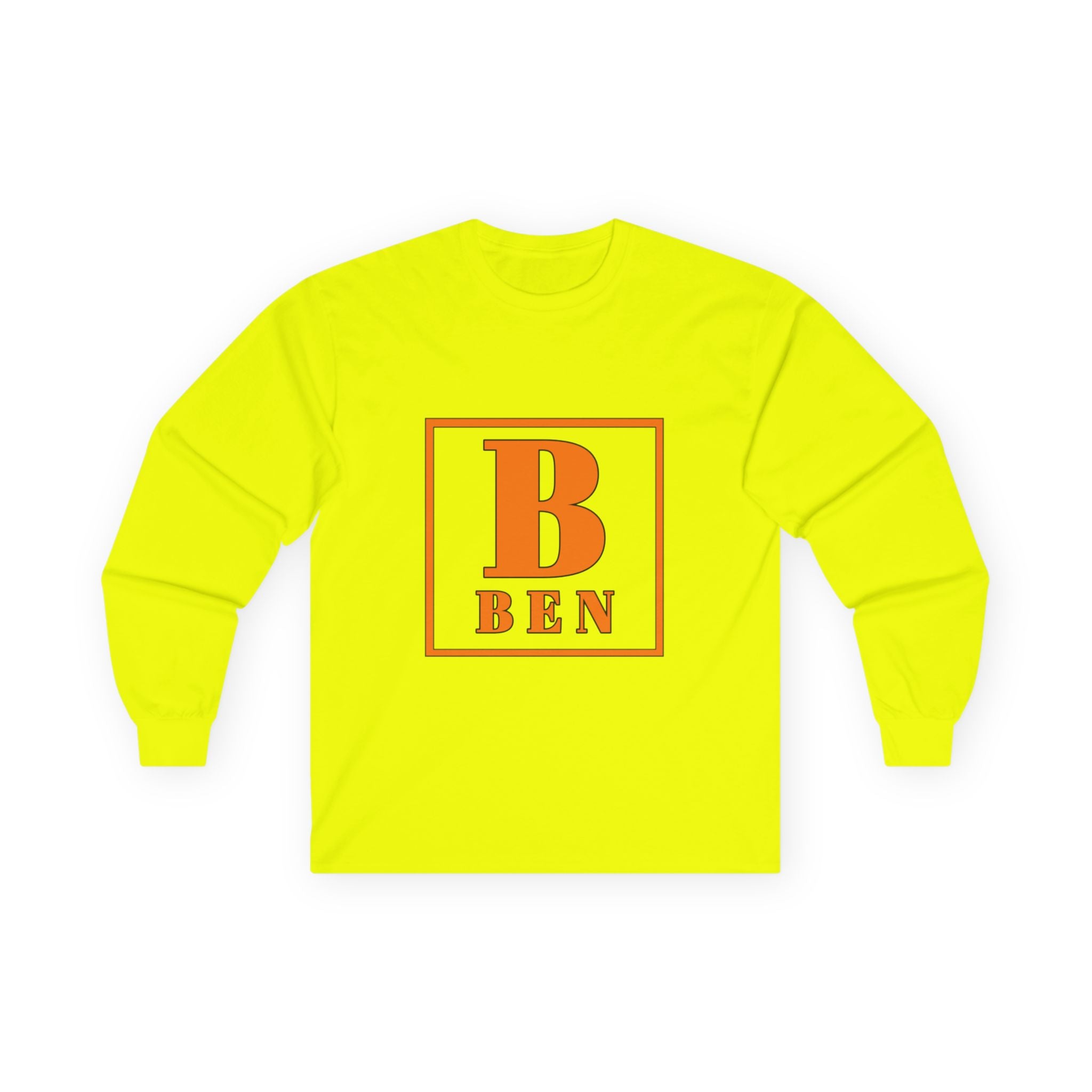 Ben Monogram Long Sleeve Tee — Orange Block Initial B Shirt