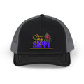 Trucker Cap — "Stay Happy" Floral Snapback