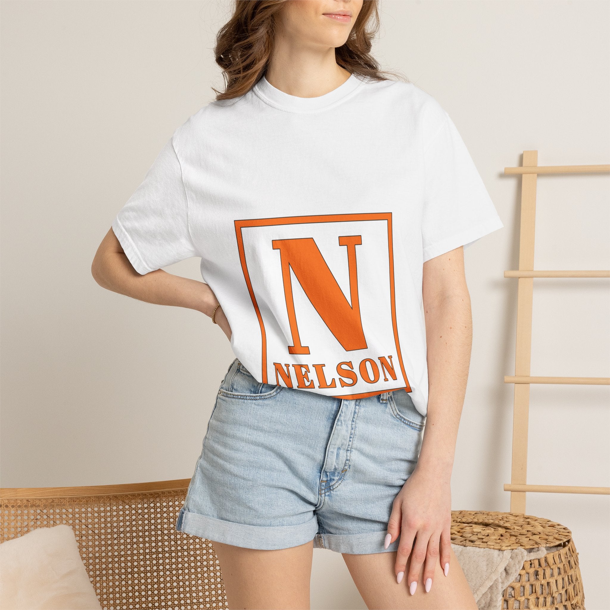 Nelson Monogram T-Shirt — Retro Block Letter Graphic Tee