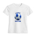 I Love Soccer Women's Fitted Tee — Blue Soccer Ball Graphic Shirt